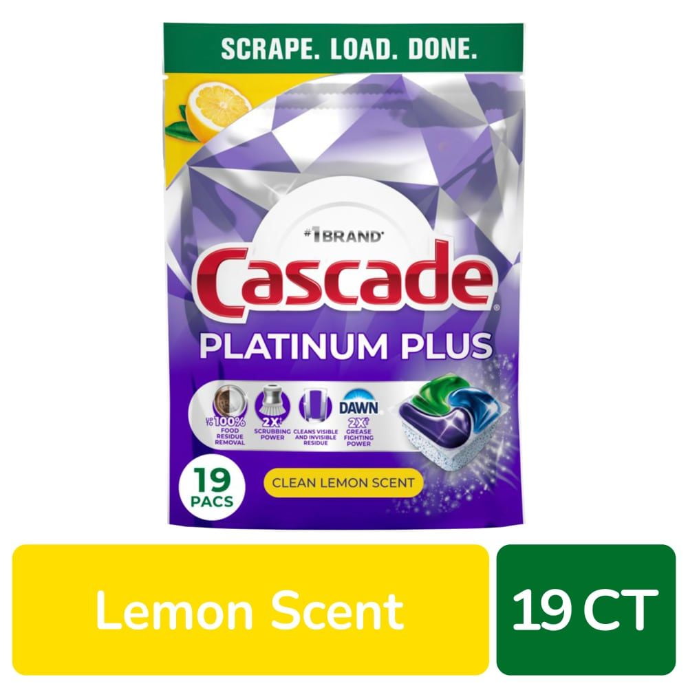 Platinum Plus Action Pacs Dishwasher Pods Dish Detergent Soap Lemon 19 ct - Pack of 2