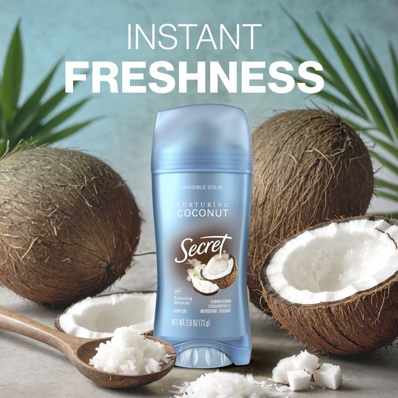 Invisible Solid Antiperspirant Deodorant, Coconut Scent, 2.6 oz