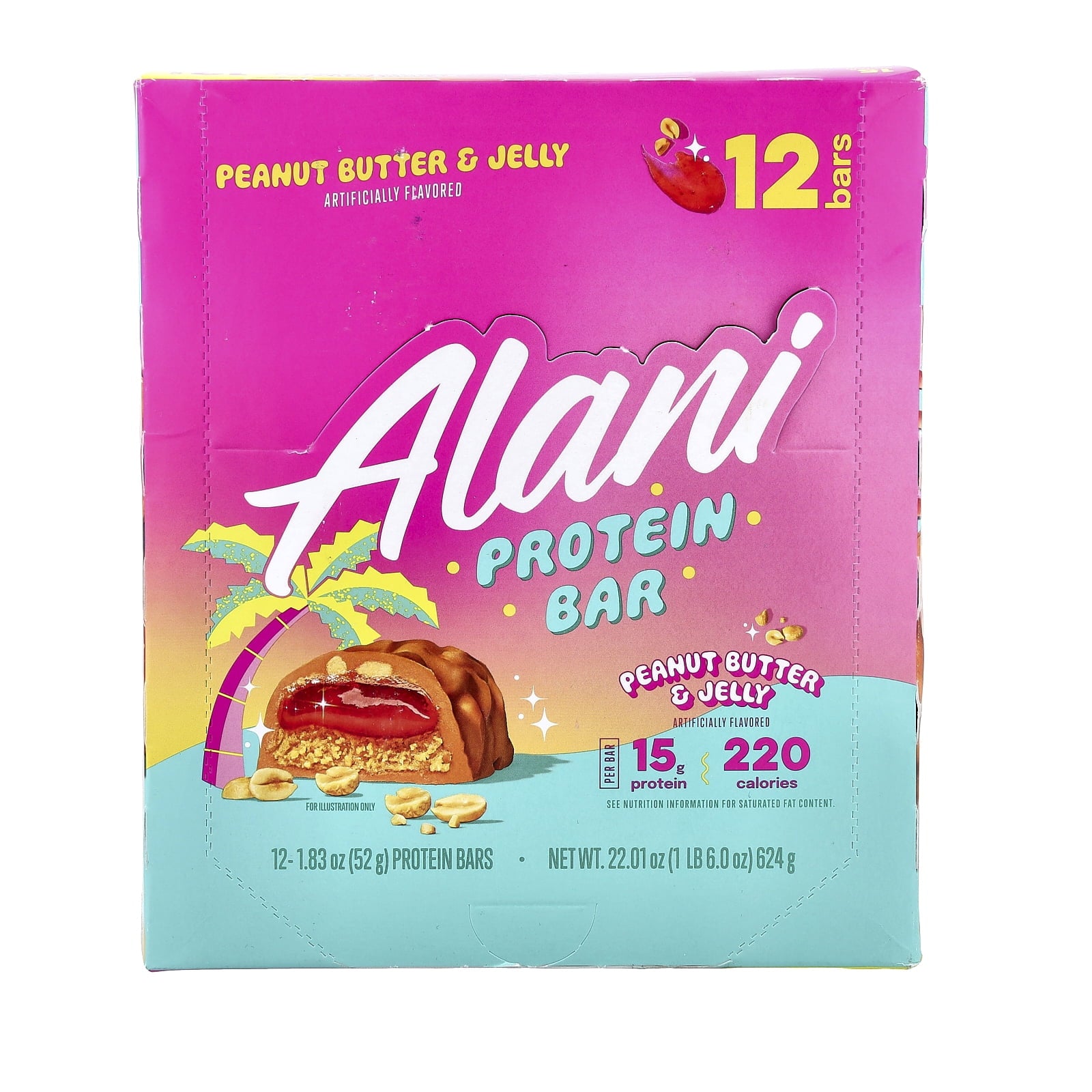 Protein Bar, Peanut Butter &amp; Jelly, 12 Bars, 1.83 oz (52 g) Each