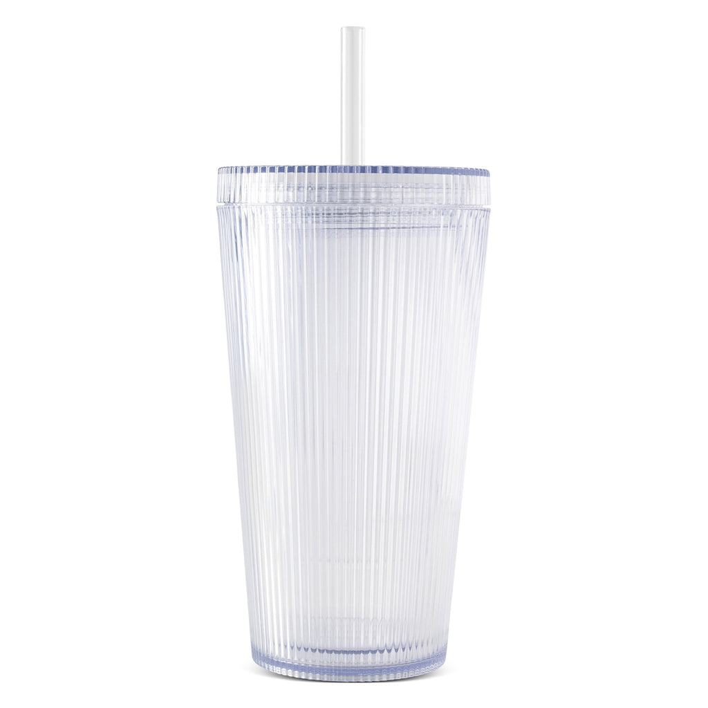 Double-Wall 18oz Iced Coffee Tumbler with Straw