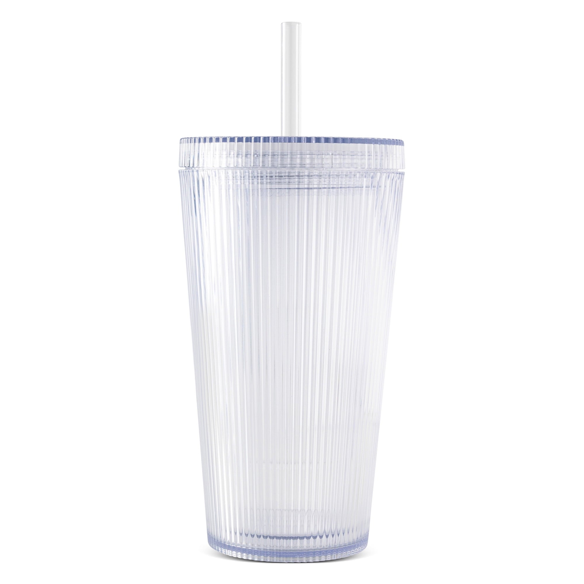 Double-Wall 18oz Iced Coffee Tumbler with Straw