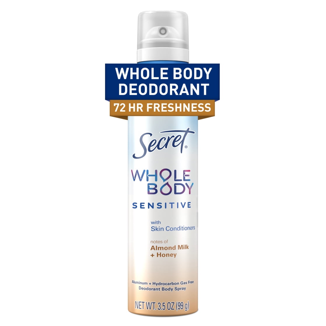 Whole Body Deodorant Spray for Women, Almond Milk &amp; Honey Scent, Aluminum Free Deodorant, 72 HR Odor Protection, 3.5oz