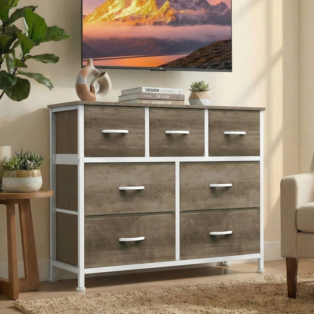 9 Drawers Fabric Dresser for Bedroom, Drawer Organizer Storage Cabinet for Closet, Clothes, TV Stand, Light Gary