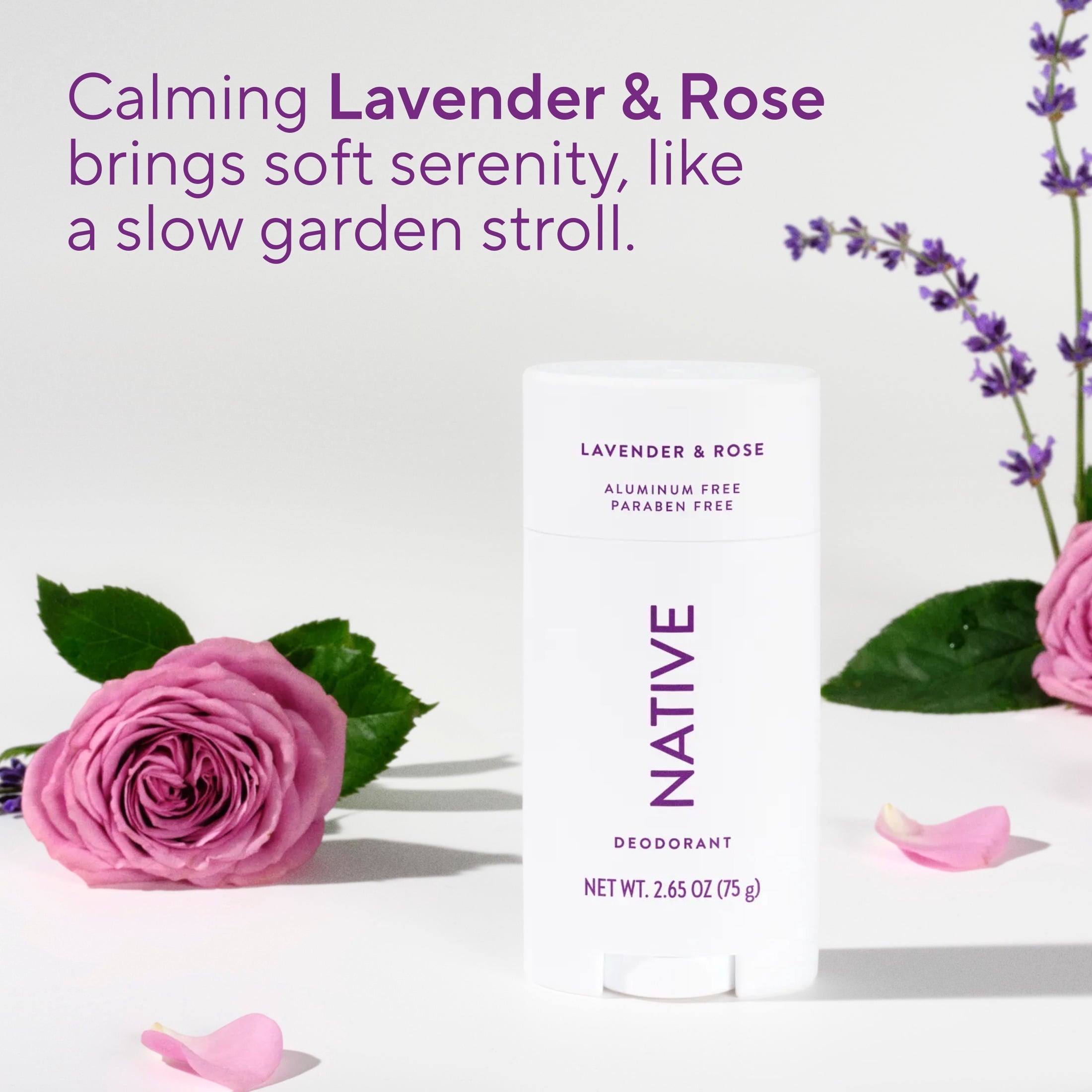 Natural Deodorant, Lavender and Rose, Aluminum Free, 2.65 Oz