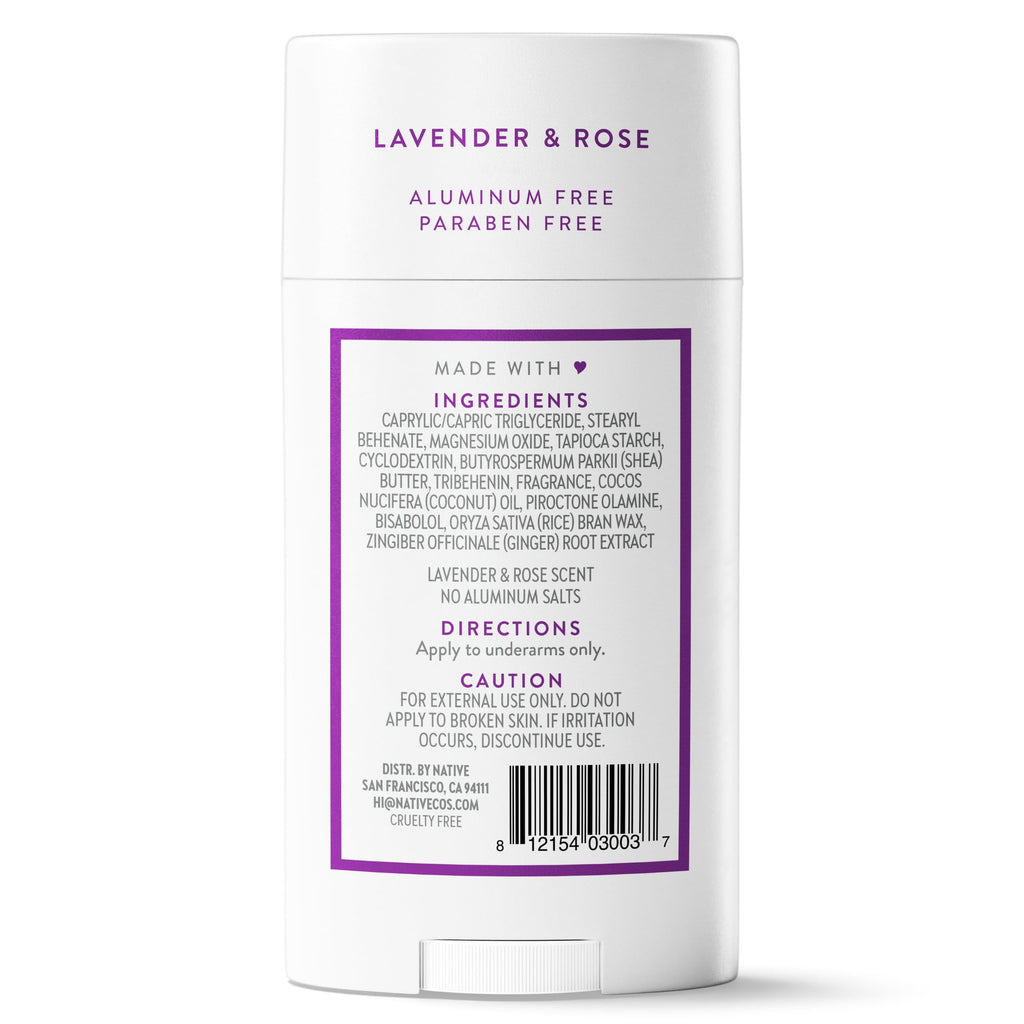 Natural Deodorant, Lavender and Rose, Aluminum Free, 2.65 Oz