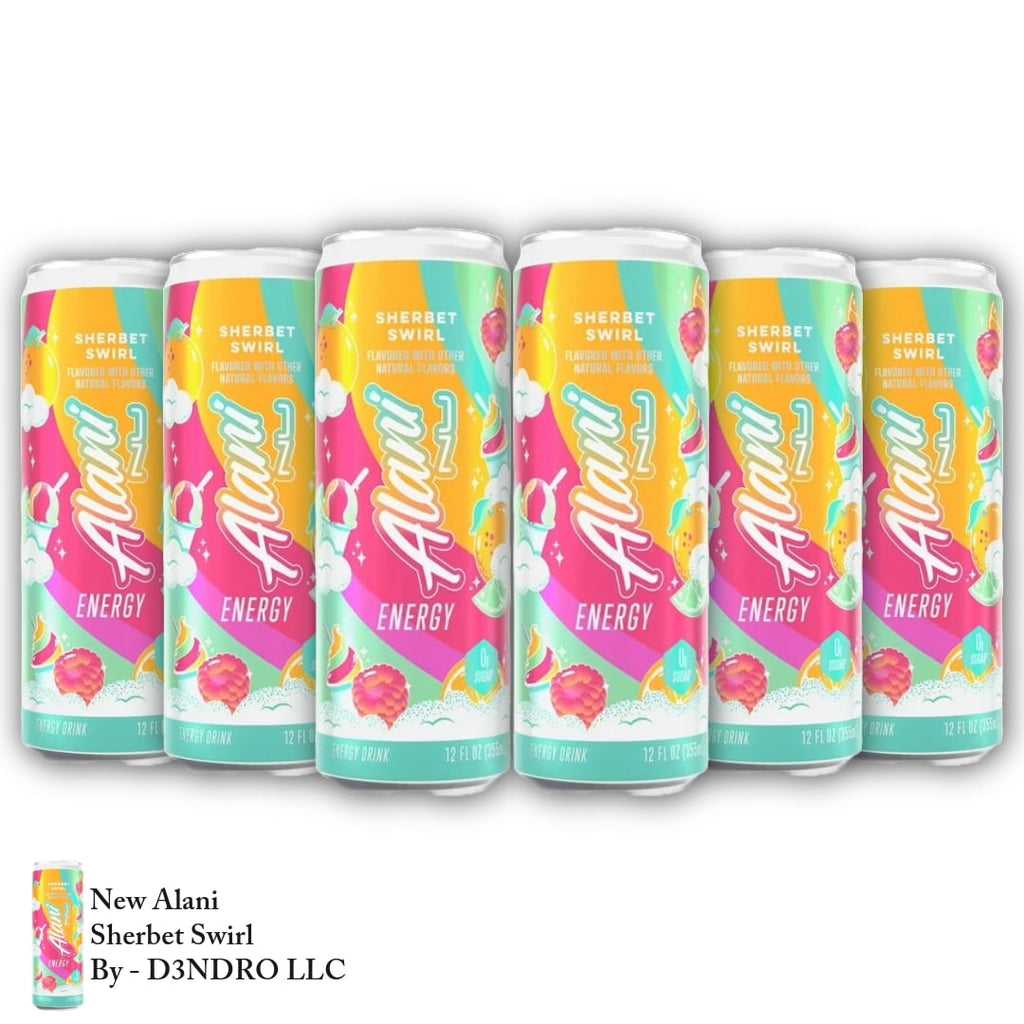New Alani Energy Drink, Sherbet Swirl Flavor, 12 fl oz Cans, 6 Pack