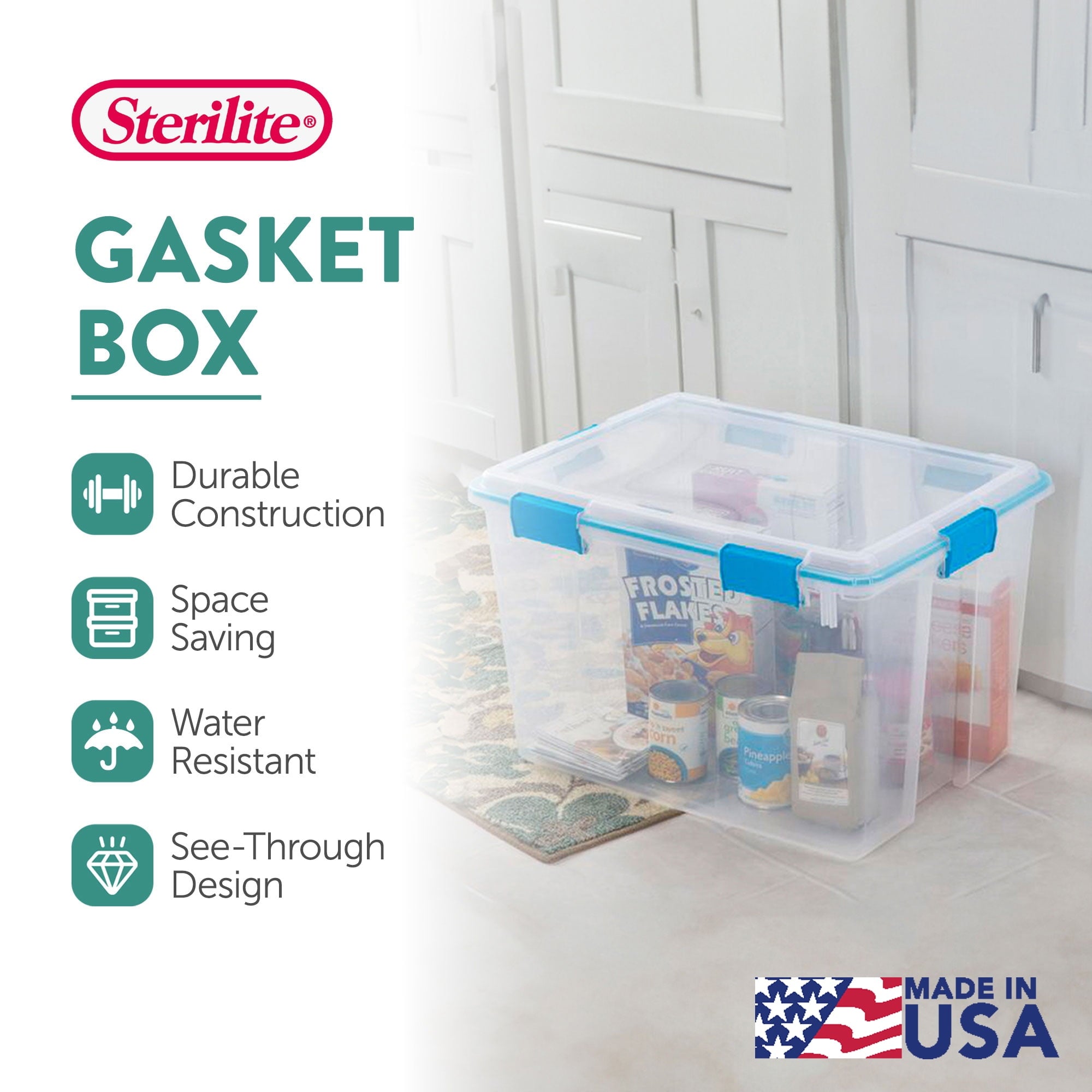7.5 Quart Clear Plastic Storage Box with Latching Lids, (6 Pack)