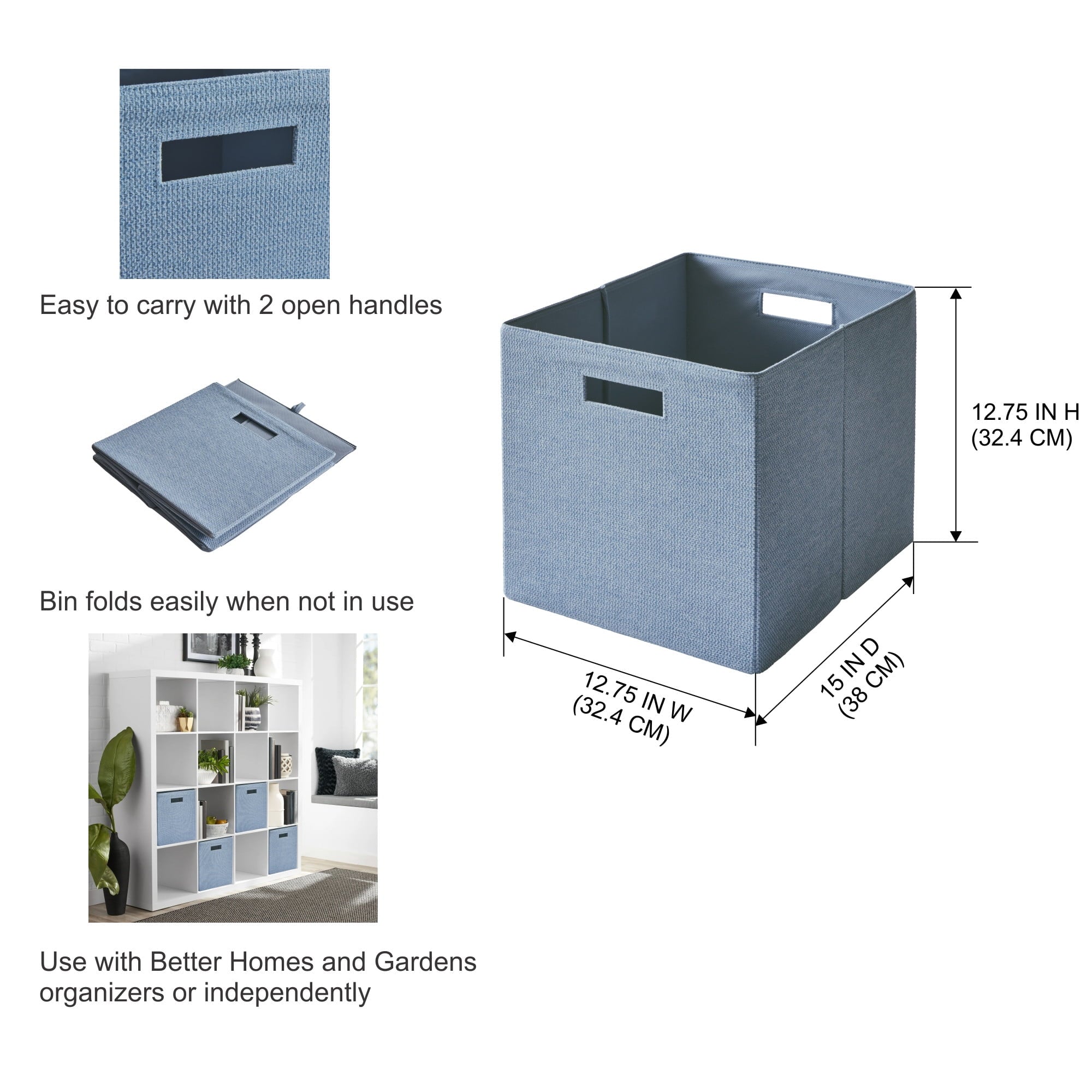 Better Homes &amp; Gardens Collapsible Fabric Cube Storage Bin, Vanilla