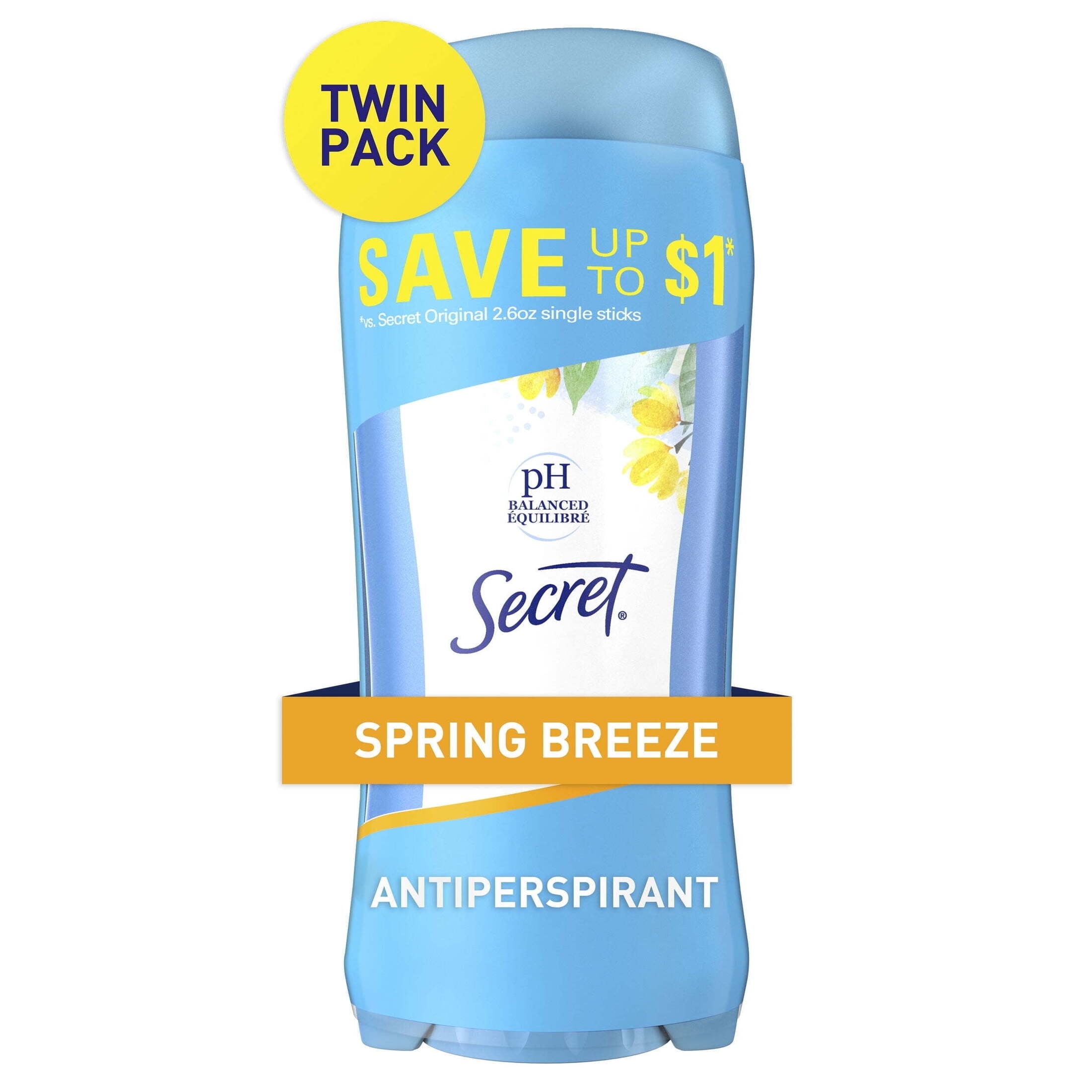 Invisible Solid Antiperspirant and Deodorant, Spring Breeze, 2.6 oz, Twin Pack