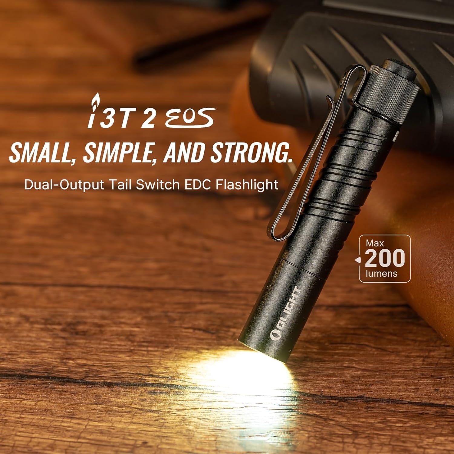 I3T 2 EOS Pocket EDC Flashlight, 200 Lumens Compact Bright Handheld Flash Lights, Dual-Output Tail Switch with AAA Battery and Two-Way Pocket Clip for Camping and Hiking (Black)