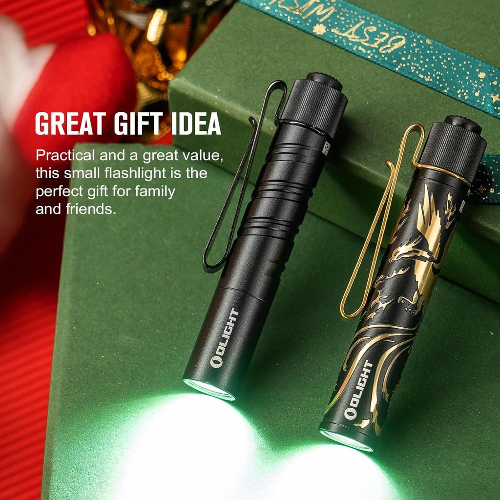 I3T 2 EOS Pocket EDC Flashlight, 200 Lumens Compact Bright Handheld Flash Lights, Dual-Output Tail Switch with AAA Battery and Two-Way Pocket Clip for Camping and Hiking (Black)