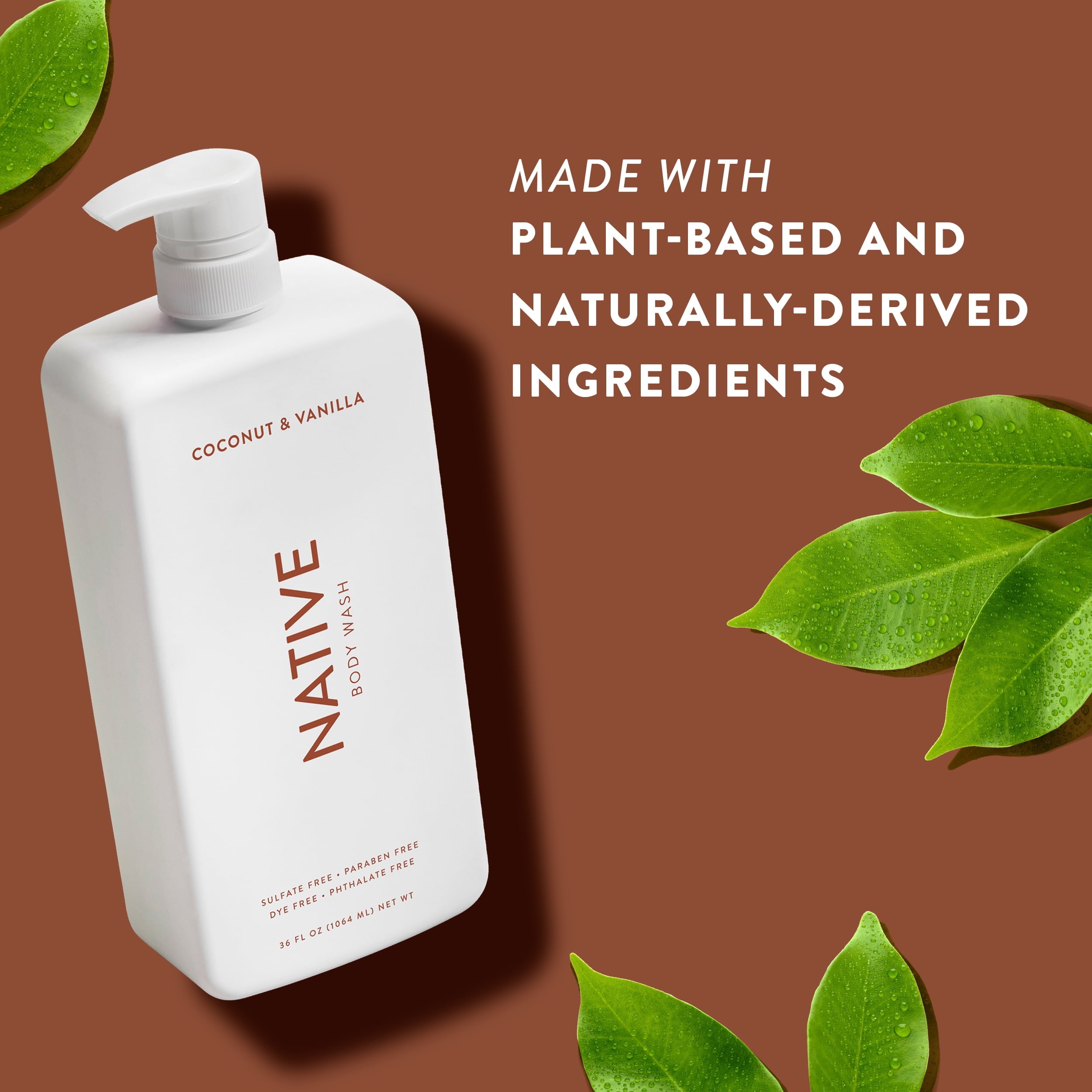 Body Wash, Coconut &amp; Vanilla, Sulfate Free, Naturally Derived Ingredients, 24hr Freshness, for Women &amp; Men, 36 fl oz