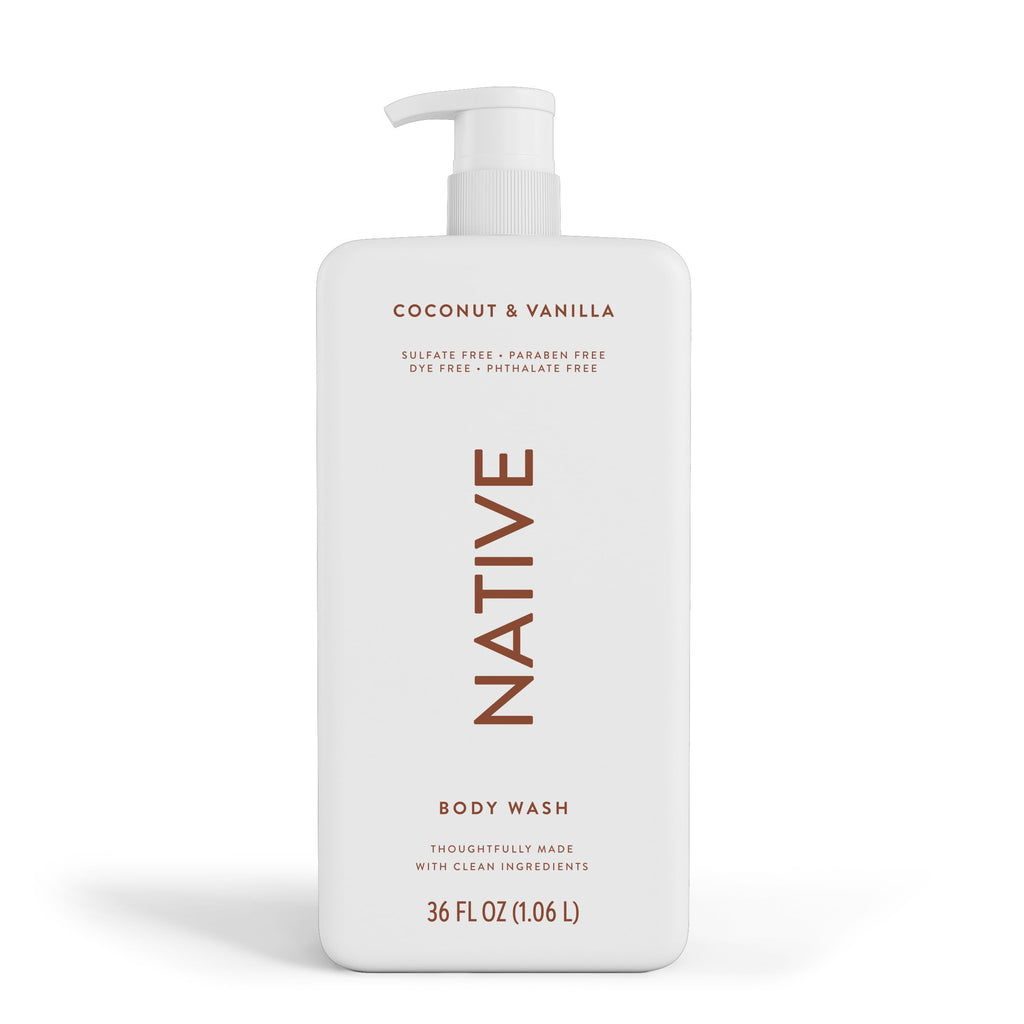 Body Wash, Coconut &amp; Vanilla, Sulfate Free, Naturally Derived Ingredients, 24hr Freshness, for Women &amp; Men, 36 fl oz