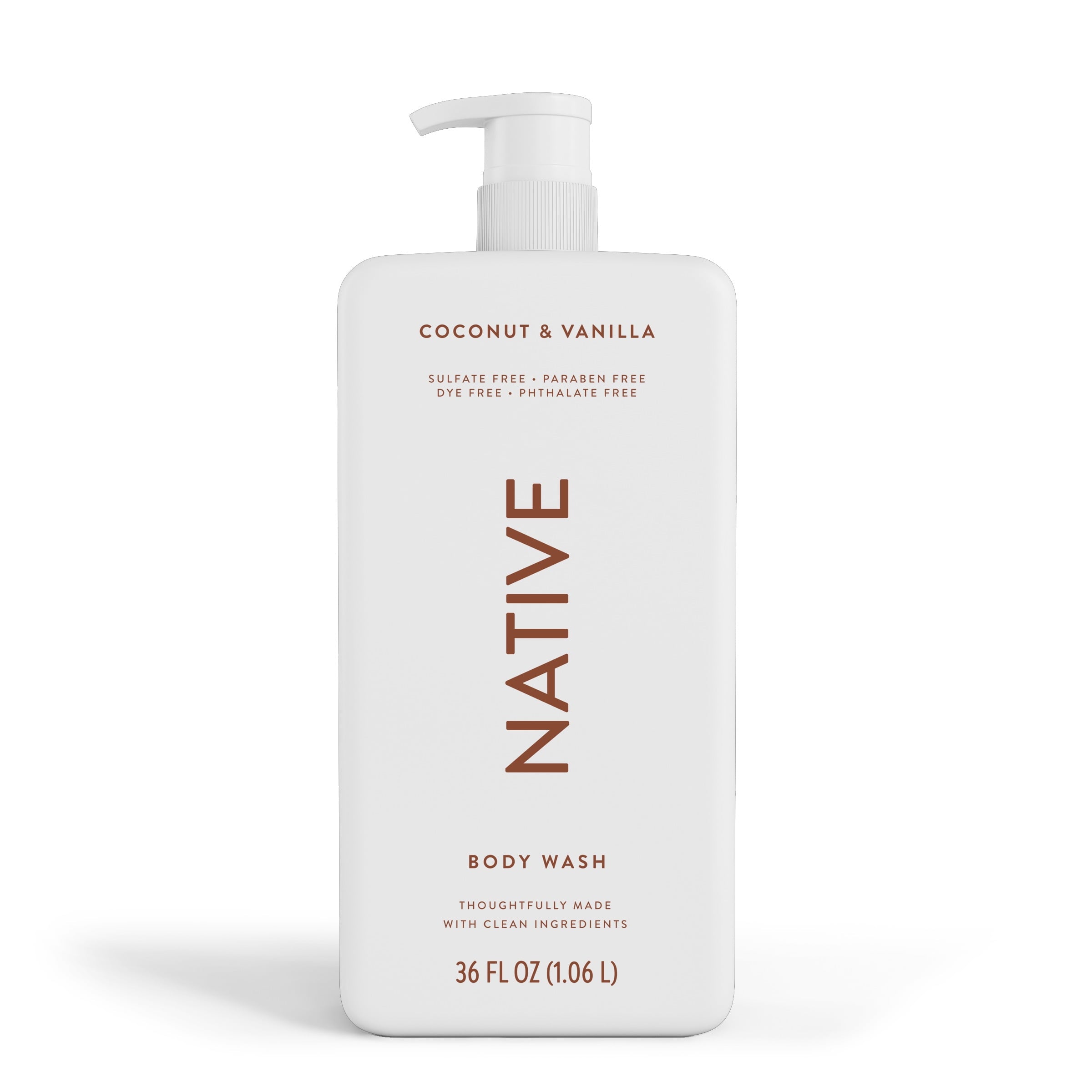 Body Wash, Coconut &amp; Vanilla, Sulfate Free, Naturally Derived Ingredients, 24hr Freshness, for Women &amp; Men, 36 fl oz