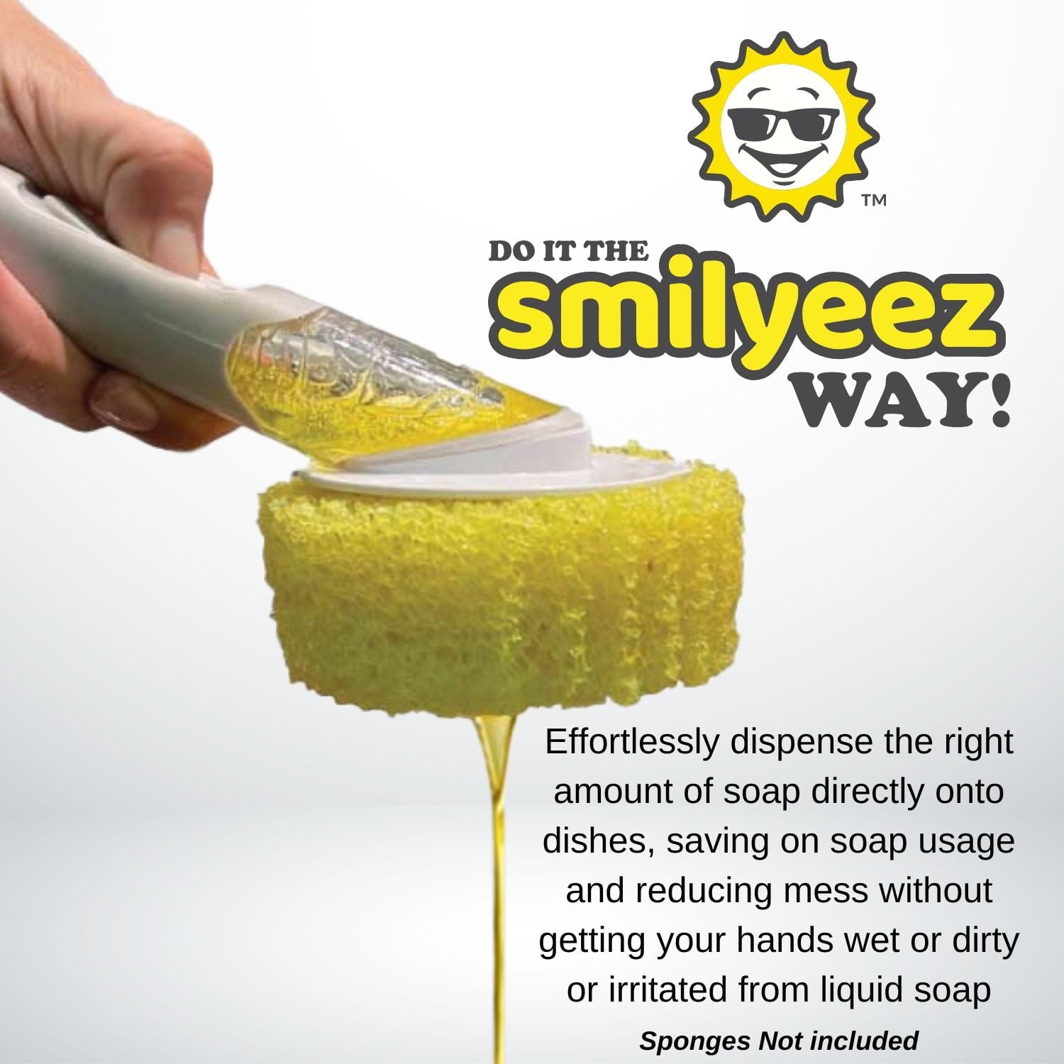 The Original Smiling Handle with Soap Dispensing for use with the SCRUB DADDY (Reg. TM) Sponge &amp; Smilyeez Scrub Moji &amp; DUO Moji Sponges
