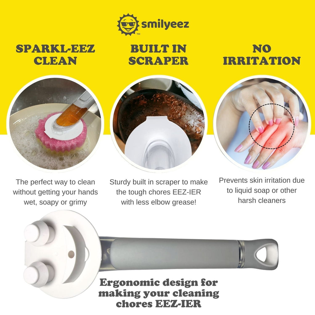 The Original Smiling Handle with Soap Dispensing for use with the SCRUB DADDY (Reg. TM) Sponge &amp; Smilyeez Scrub Moji &amp; DUO Moji Sponges