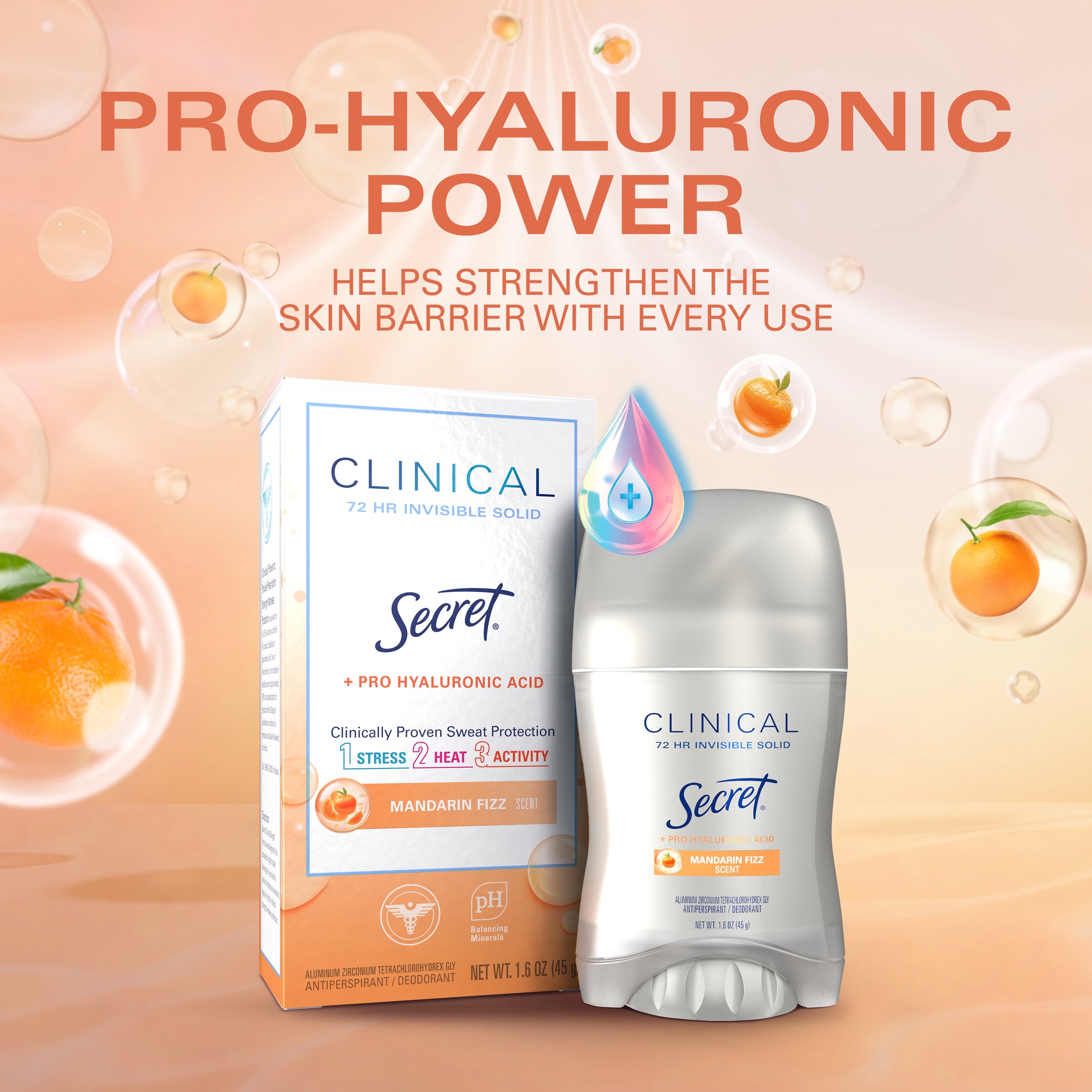 Clinical 72 HR Invisible Solid Antiperspirant Watermelon Fizz with Pro-Hyaluronic Power 1.6 oz