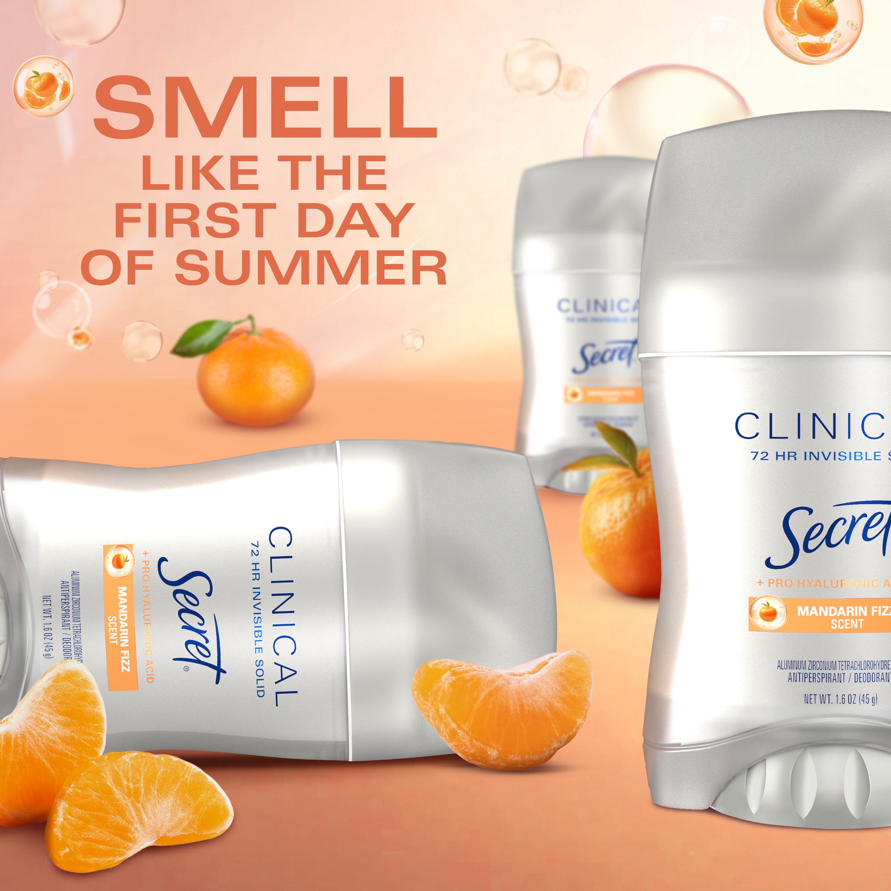Clinical 72 HR Invisible Solid Antiperspirant Watermelon Fizz with Pro-Hyaluronic Power 1.6 oz