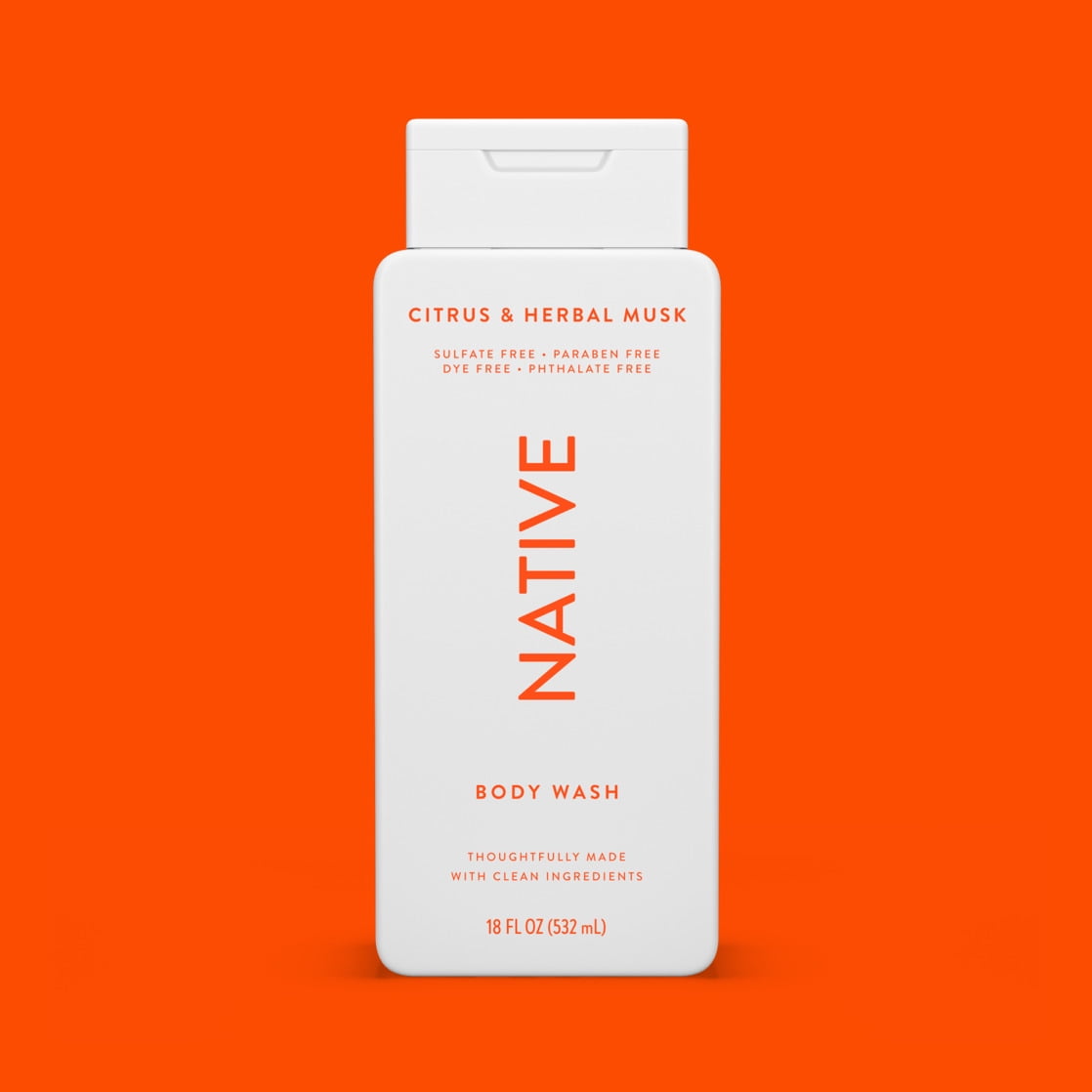 Body Wash, Citrus &amp; Herbal Musk, Sulfate Free, Naturally Derived Ingredients, 24hr Freshness, for Women &amp; Men, 18 fl oz