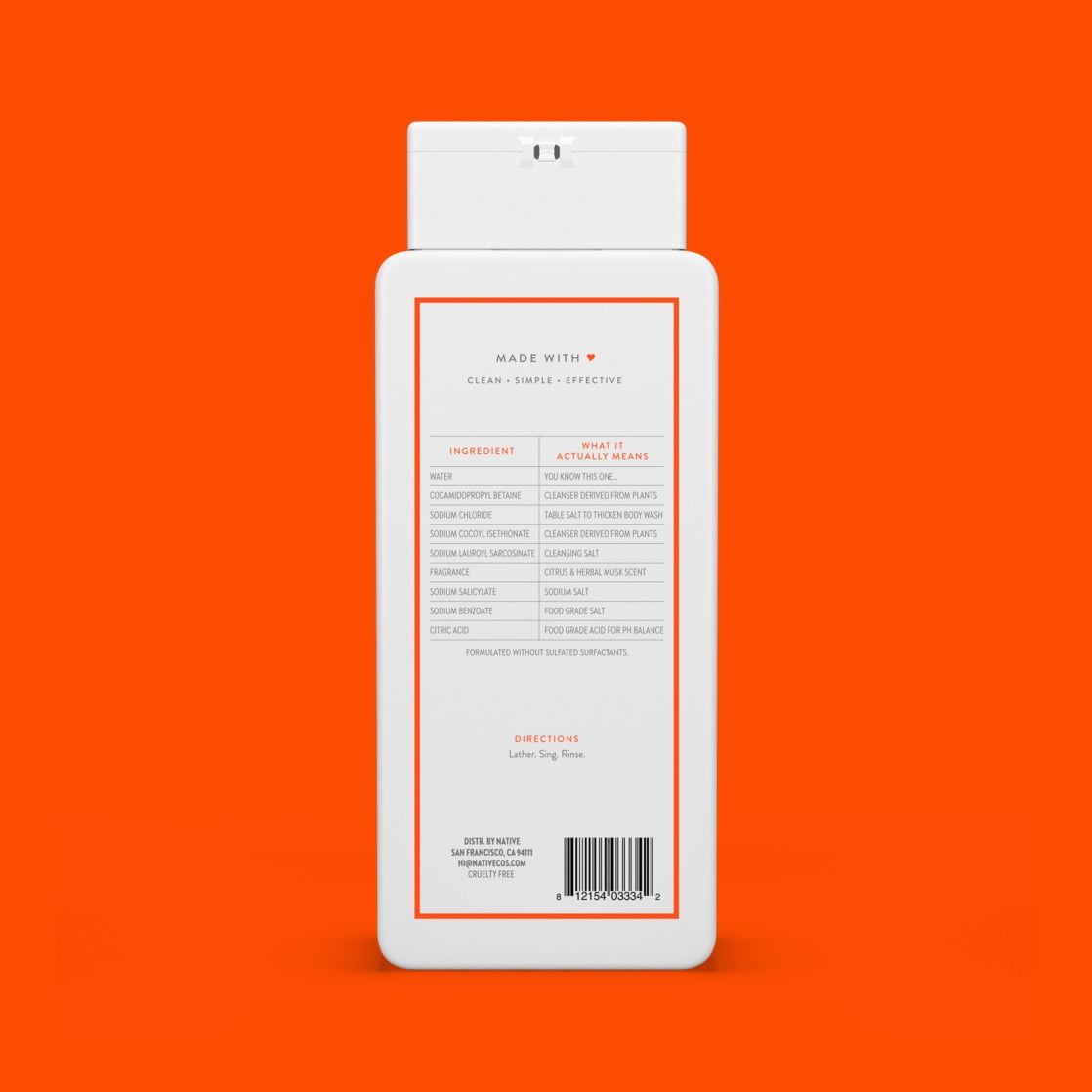 Body Wash, Citrus &amp; Herbal Musk, Sulfate Free, Naturally Derived Ingredients, 24hr Freshness, for Women &amp; Men, 18 fl oz