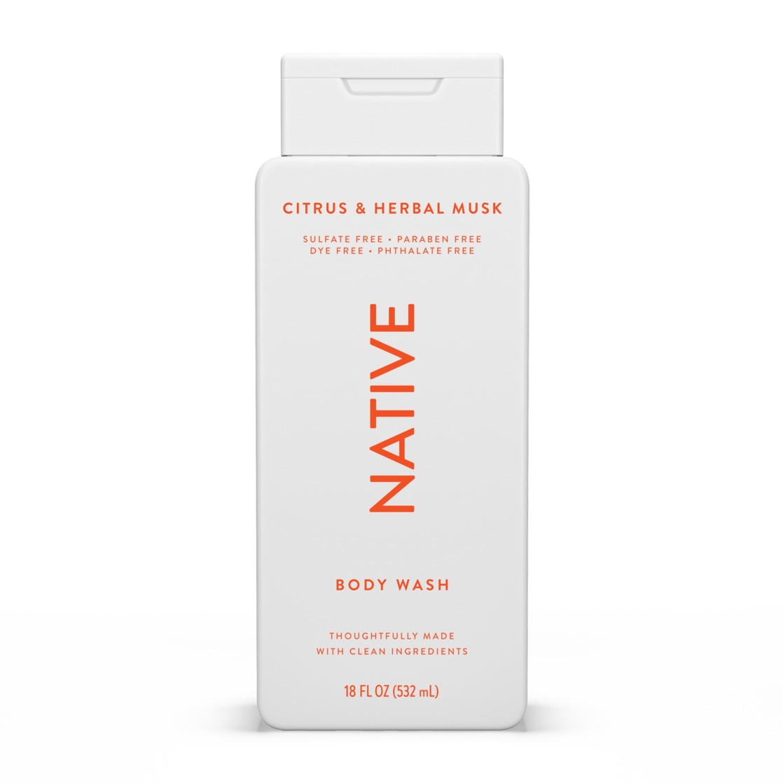 Body Wash, Citrus &amp; Herbal Musk, Sulfate Free, Naturally Derived Ingredients, 24hr Freshness, for Women &amp; Men, 18 fl oz