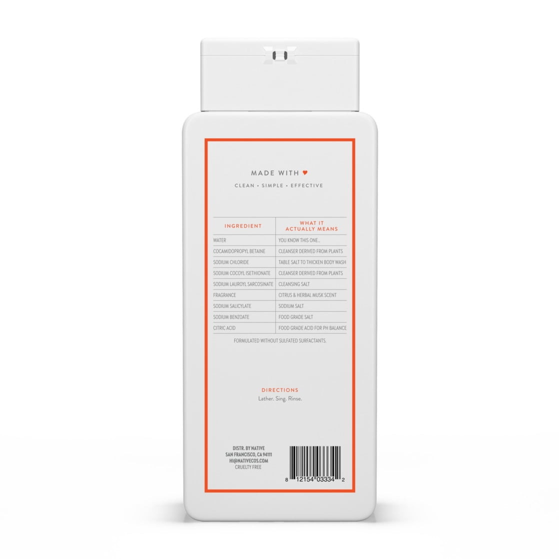 Body Wash, Citrus &amp; Herbal Musk, Sulfate Free, Naturally Derived Ingredients, 24hr Freshness, for Women &amp; Men, 18 fl oz