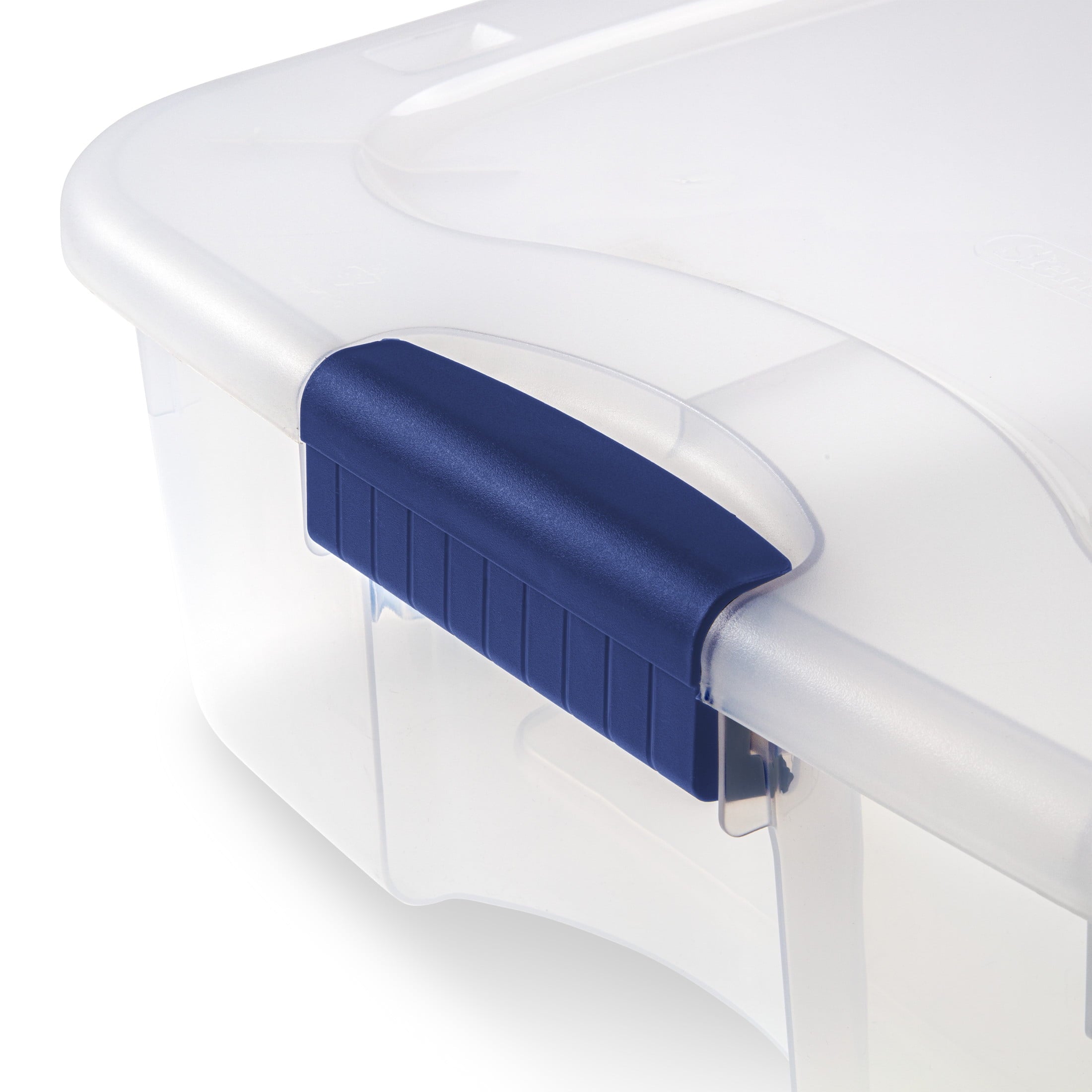 66 Quart Latching Underbed Wheeled Storage Bin, Clear Plastic Storage Container with Latch Lid, Blue