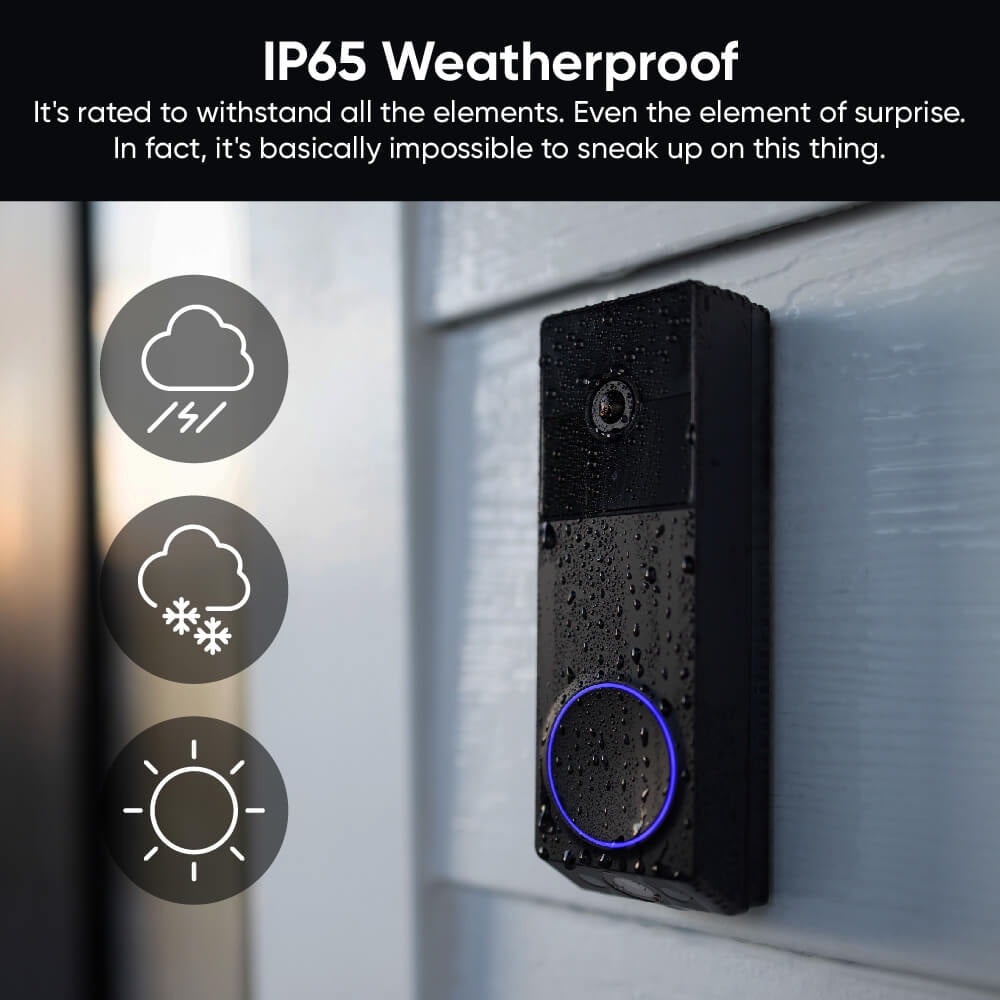 Wireless Duo Cam Video Doorbell, 2K Full HD Video, Wireless, Battery Powered, Chime Included, 2 Cameras