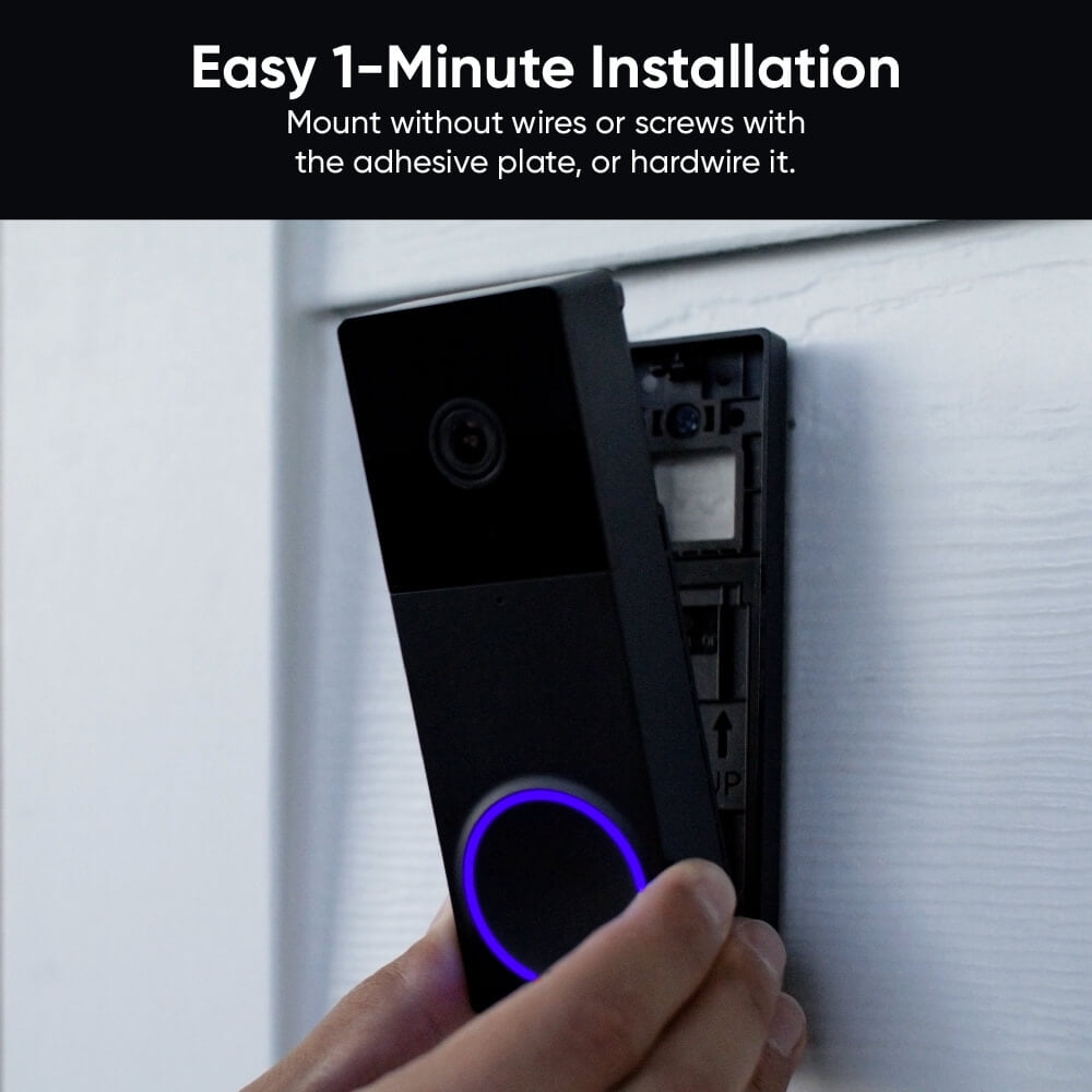 Wireless Duo Cam Video Doorbell, 2K Full HD Video, Wireless, Battery Powered, Chime Included, 2 Cameras