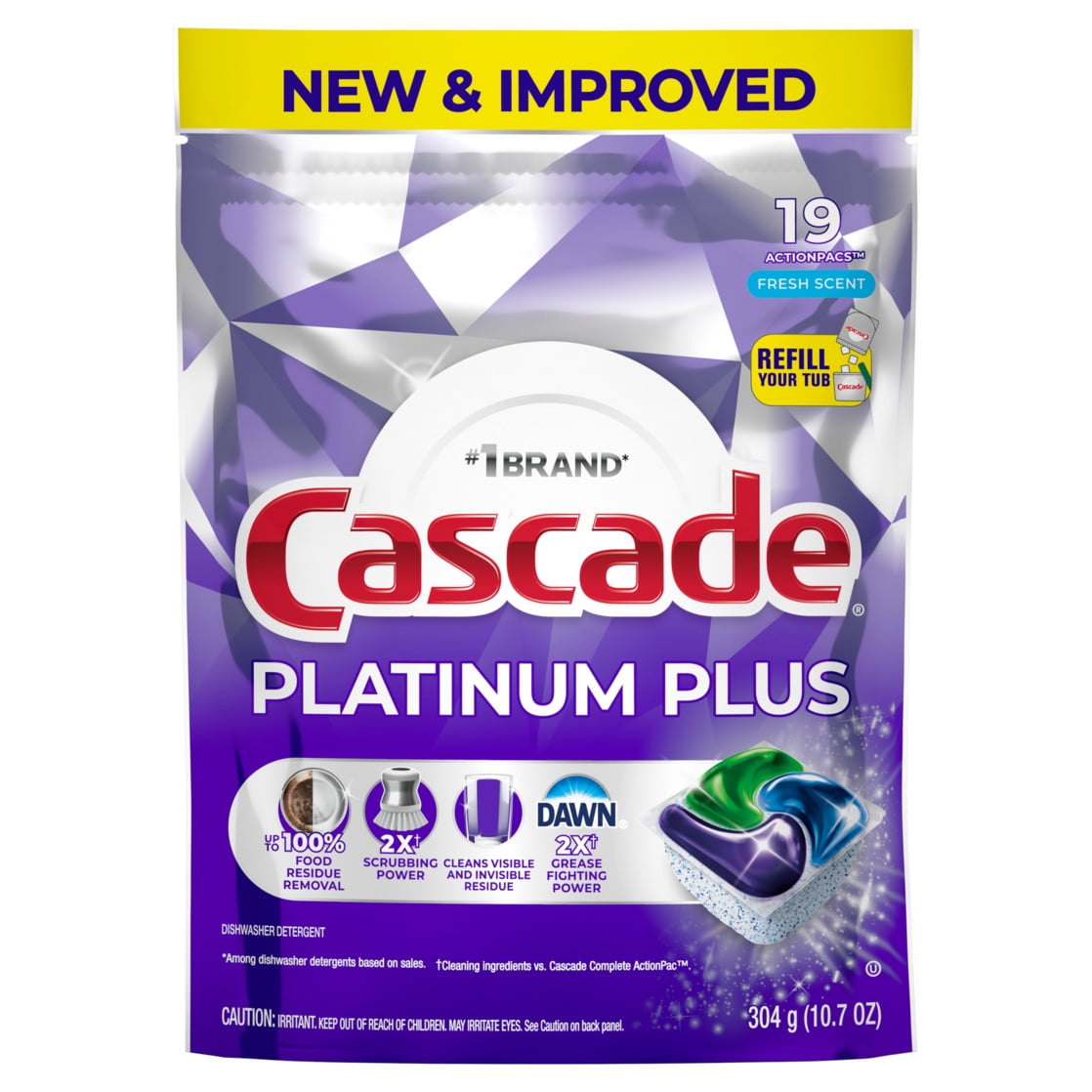 Platinum Plus Dishwasher Pods, Dishwasher Detergent, Dish Detergent Soap, Fresh, 19 Count