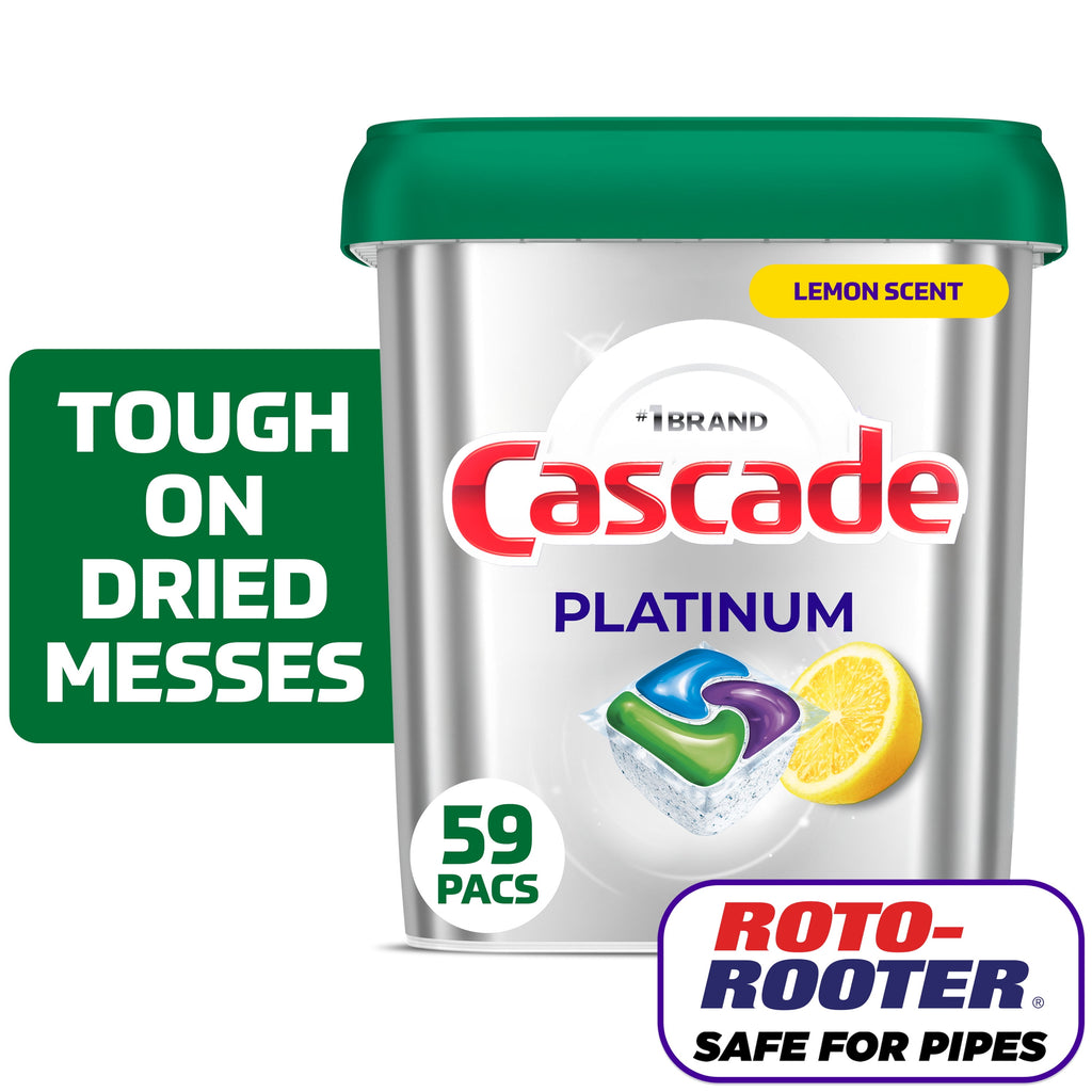 Platinum Dishwasher Pods, Dishwasher Detergent, Dish Detergent Soap, Lemon, 59 count