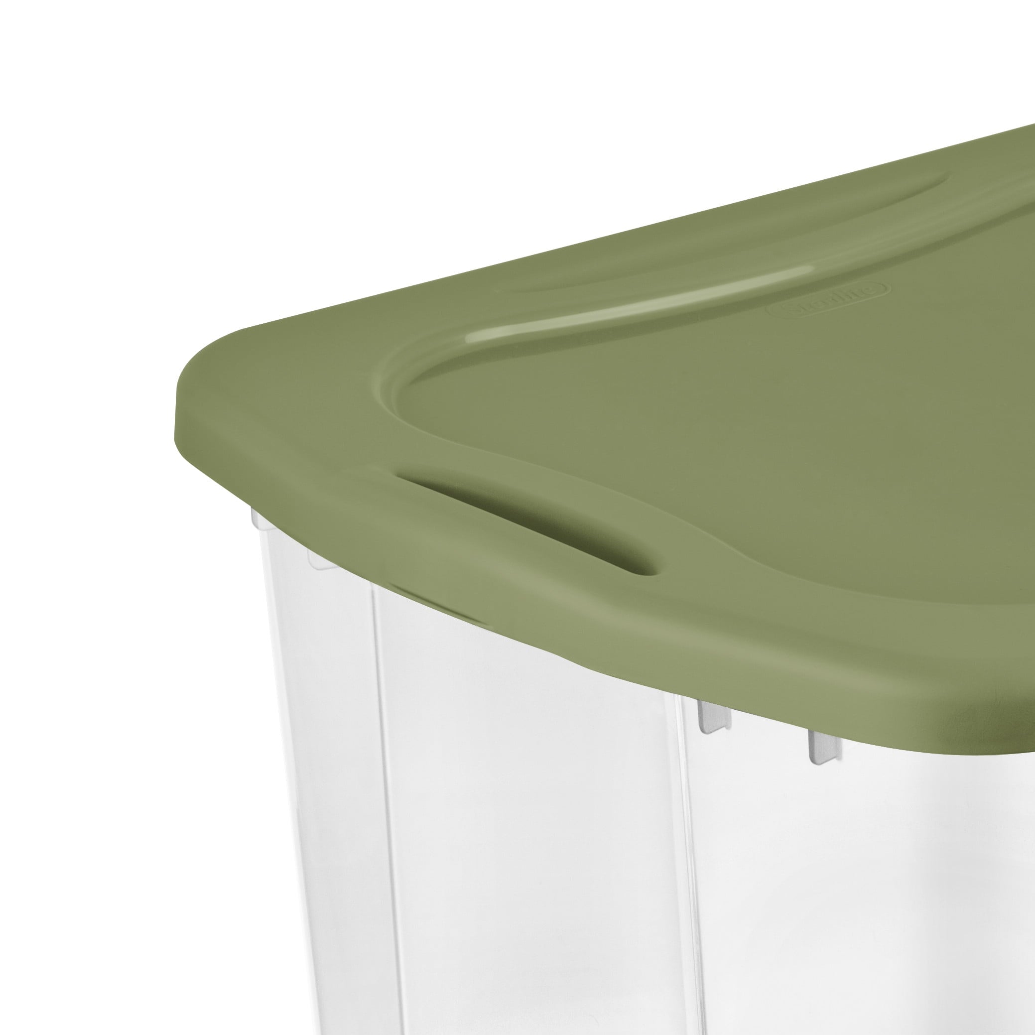 EZ Carry 95 Quart Extra-Large Storage Bin, Clear Plastic Storage Container with Full-Grip Handles, Green