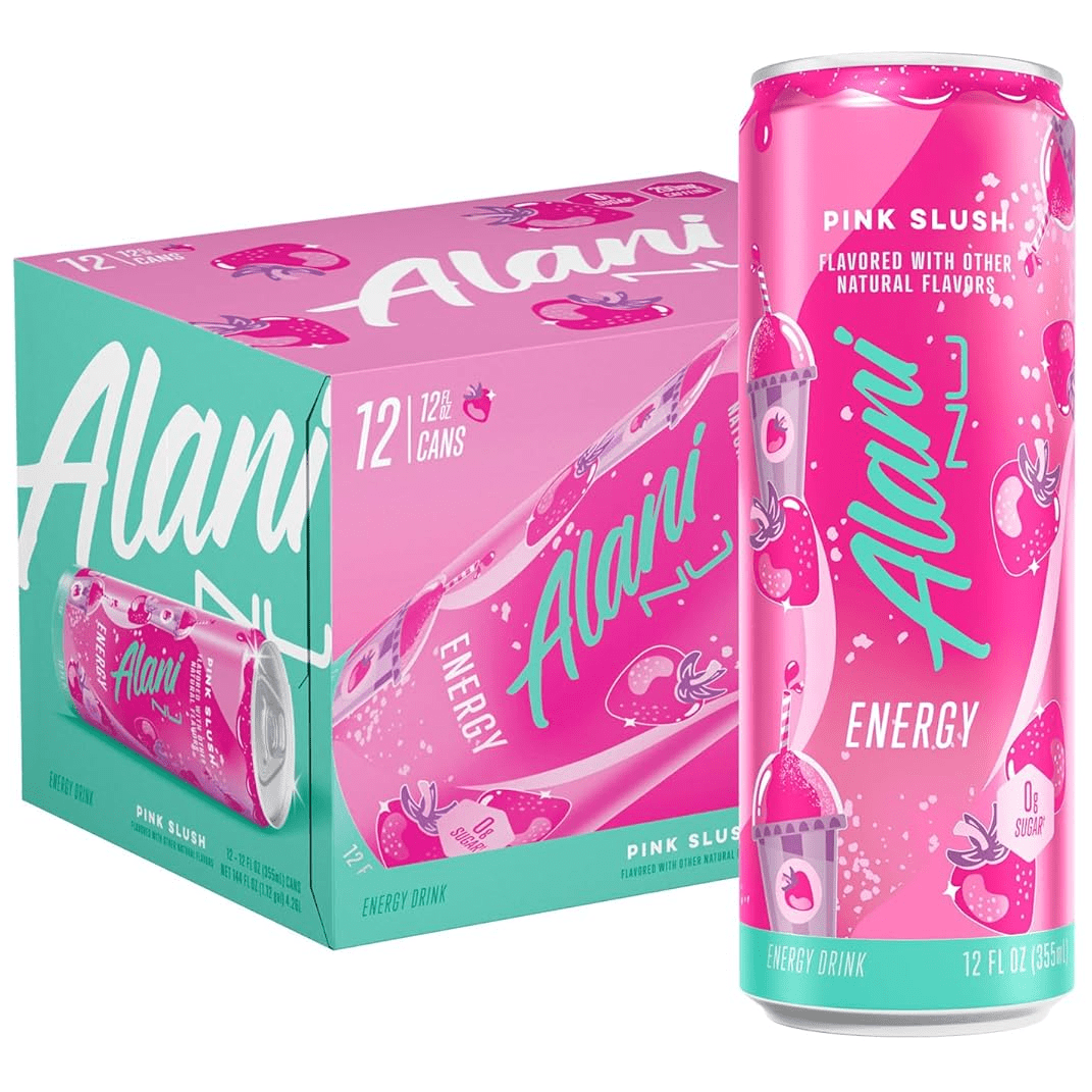 Sugar Free Energy Drink, Pink Slush, 12 fl oz, 12 Pack, Cans, 200mg Caffeine
