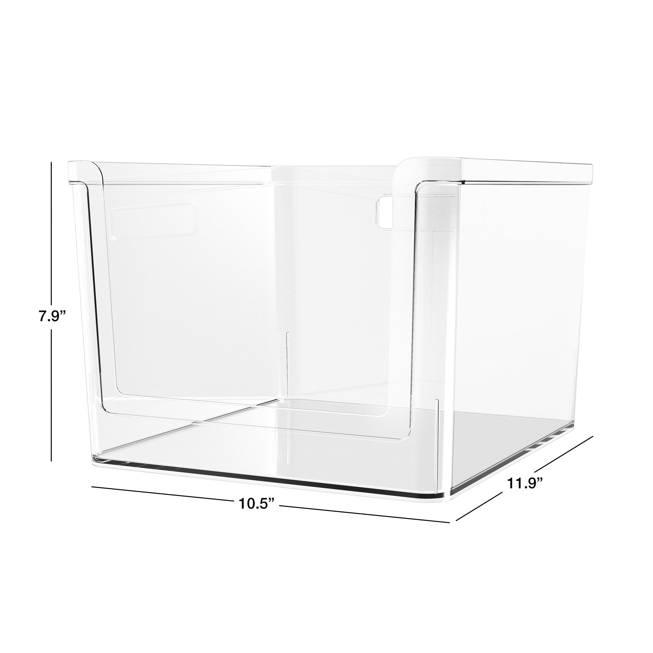 Deep Open-Front Pantry Organizer Bin, Clear Plastic, 12” x 10.5” x 8.0”