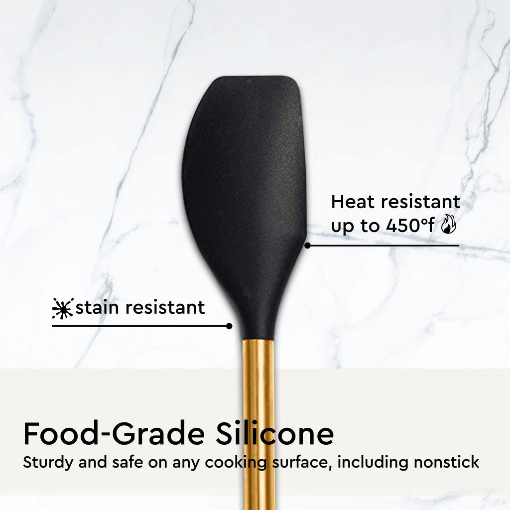 White Silicone and Gold Cooking Utensils Set