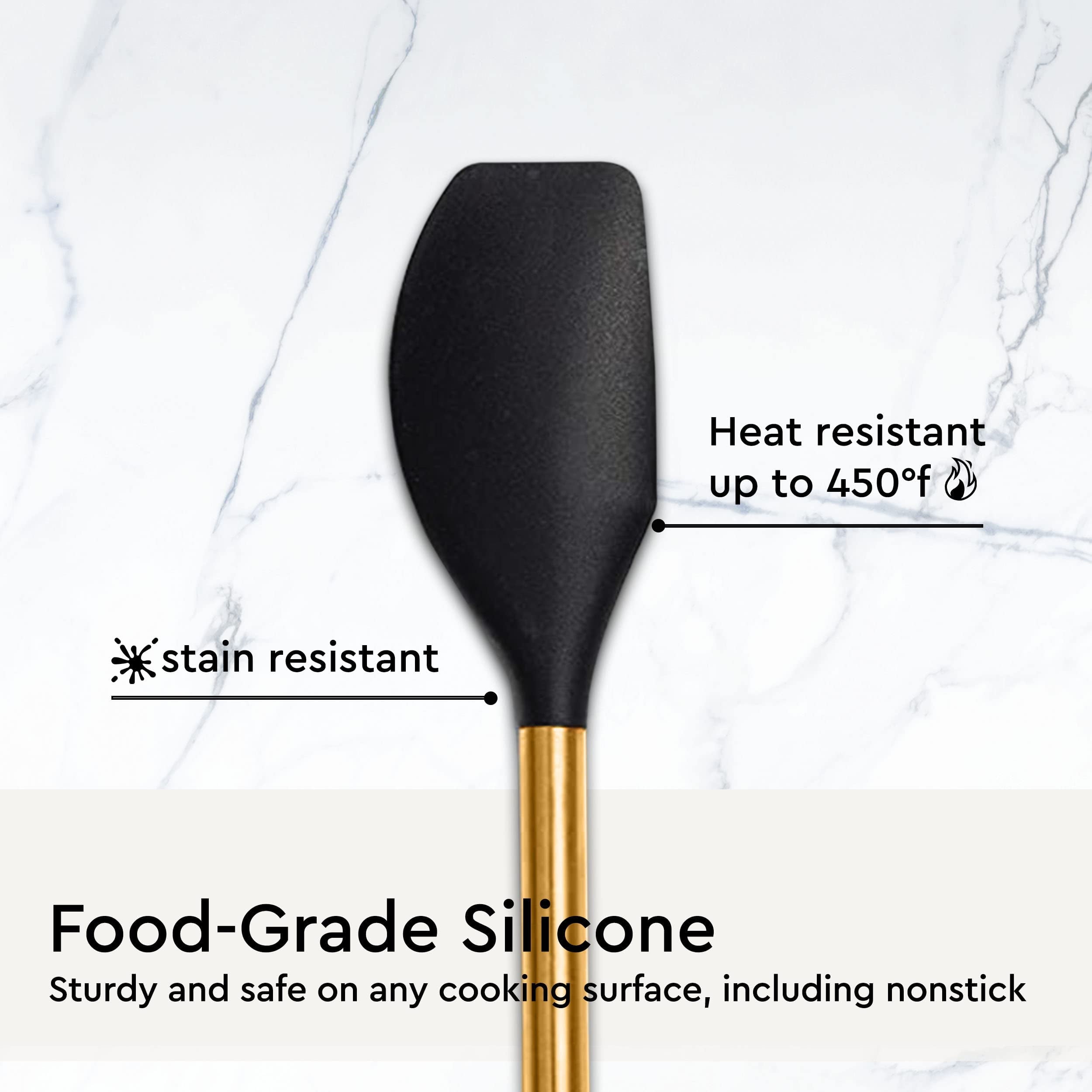 White Silicone and Gold Cooking Utensils Set