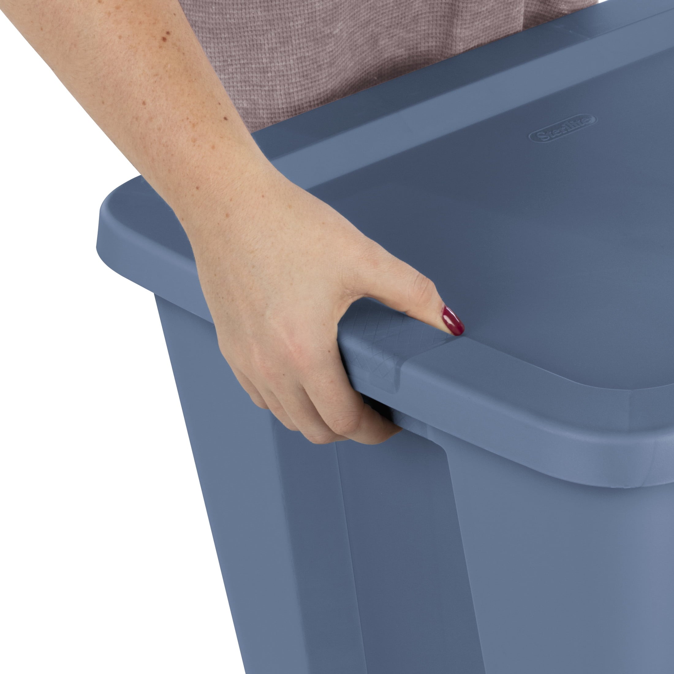 Large Storage Bin, 18 Gallon Plastic Storage Container with Snap-On Lid, Blue