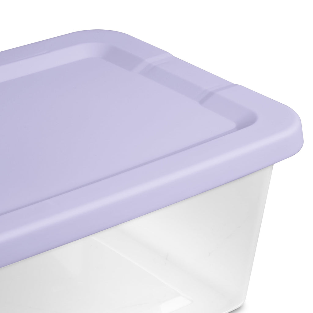 Set of (10) 6 Quart Small Storage Bins, Clear Plastic Storage Containers with Snap-on Lids, White