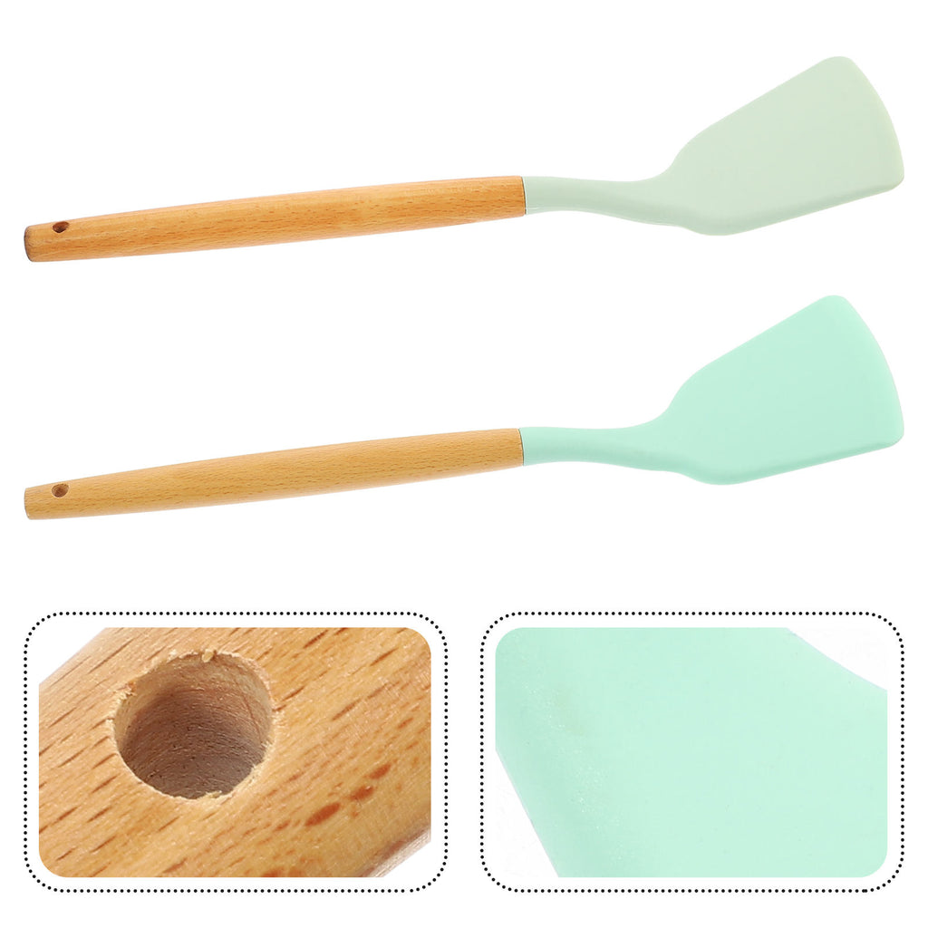 8-Piece Silicone Cooking Utensil Set with Wood Handles, Scratch Resistant, Kitchen Tools for Home