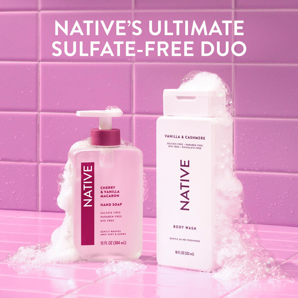 Body Wash, Vanilla &amp; Cashmere, Sulfate Free, Naturally Derived Ingredients, 24hr Freshness, for Women &amp; Men, 18 fl oz