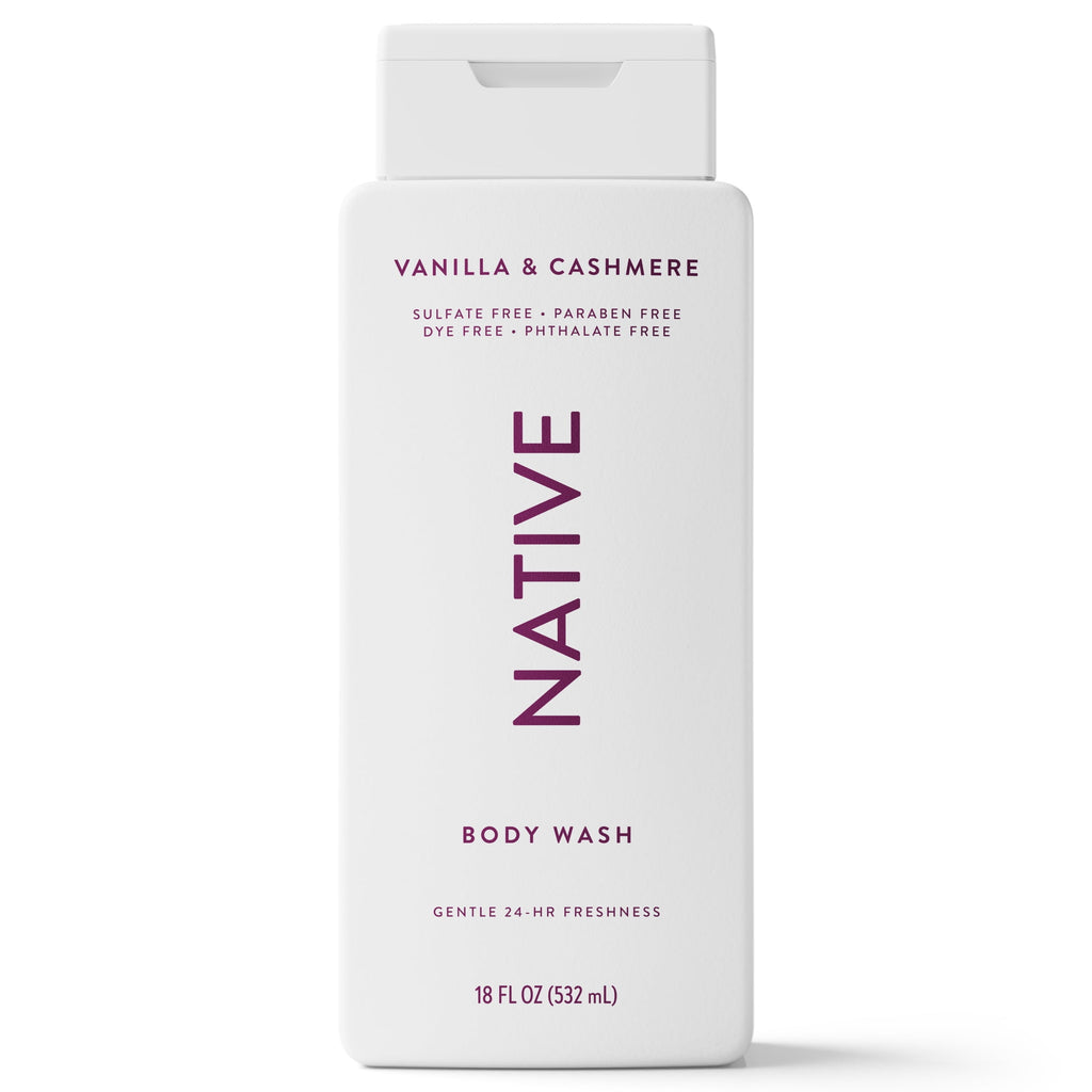 Body Wash, Vanilla &amp; Cashmere, Sulfate Free, Naturally Derived Ingredients, 24hr Freshness, for Women &amp; Men, 18 fl oz