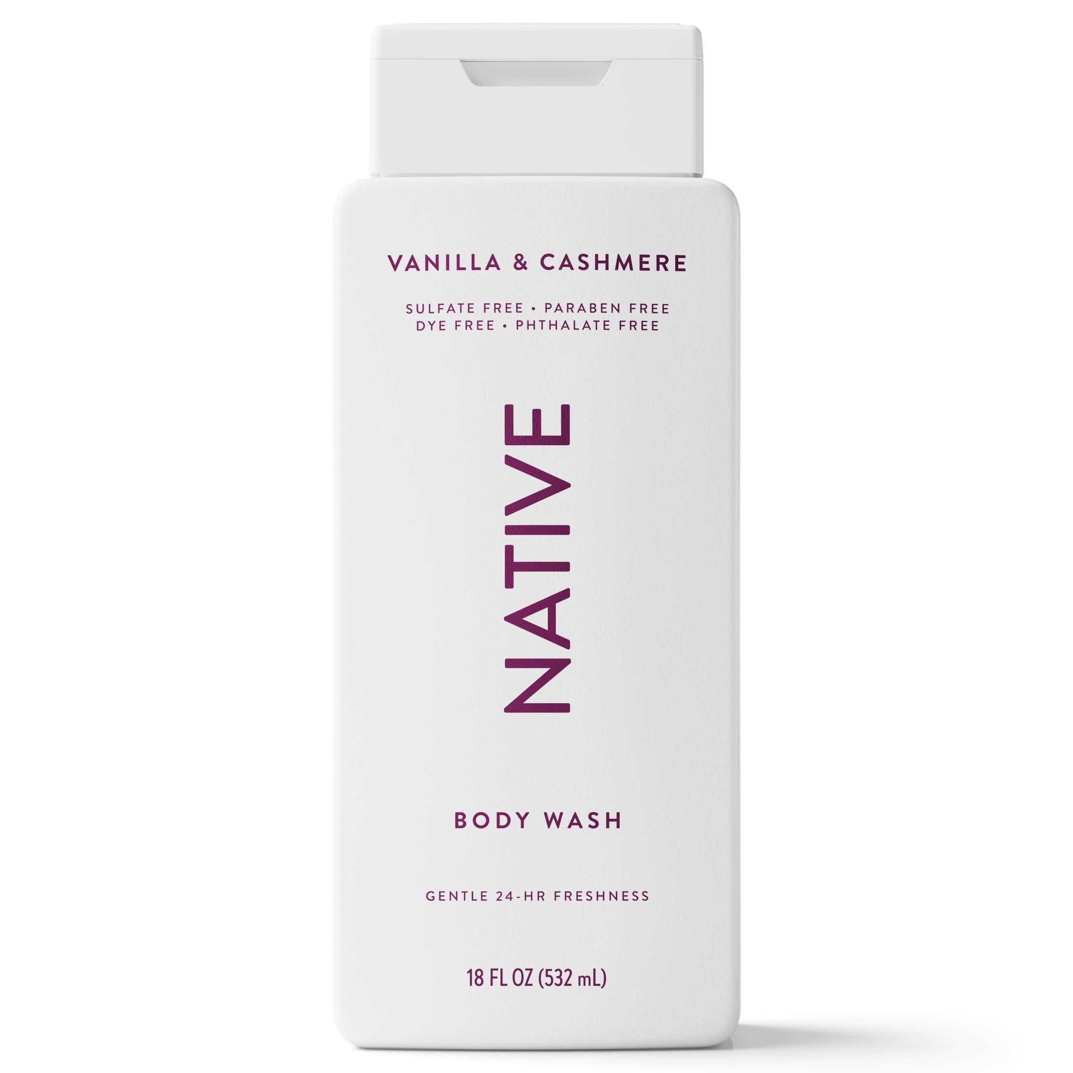 Body Wash, Vanilla &amp; Cashmere, Sulfate Free, Naturally Derived Ingredients, 24hr Freshness, for Women &amp; Men, 18 fl oz