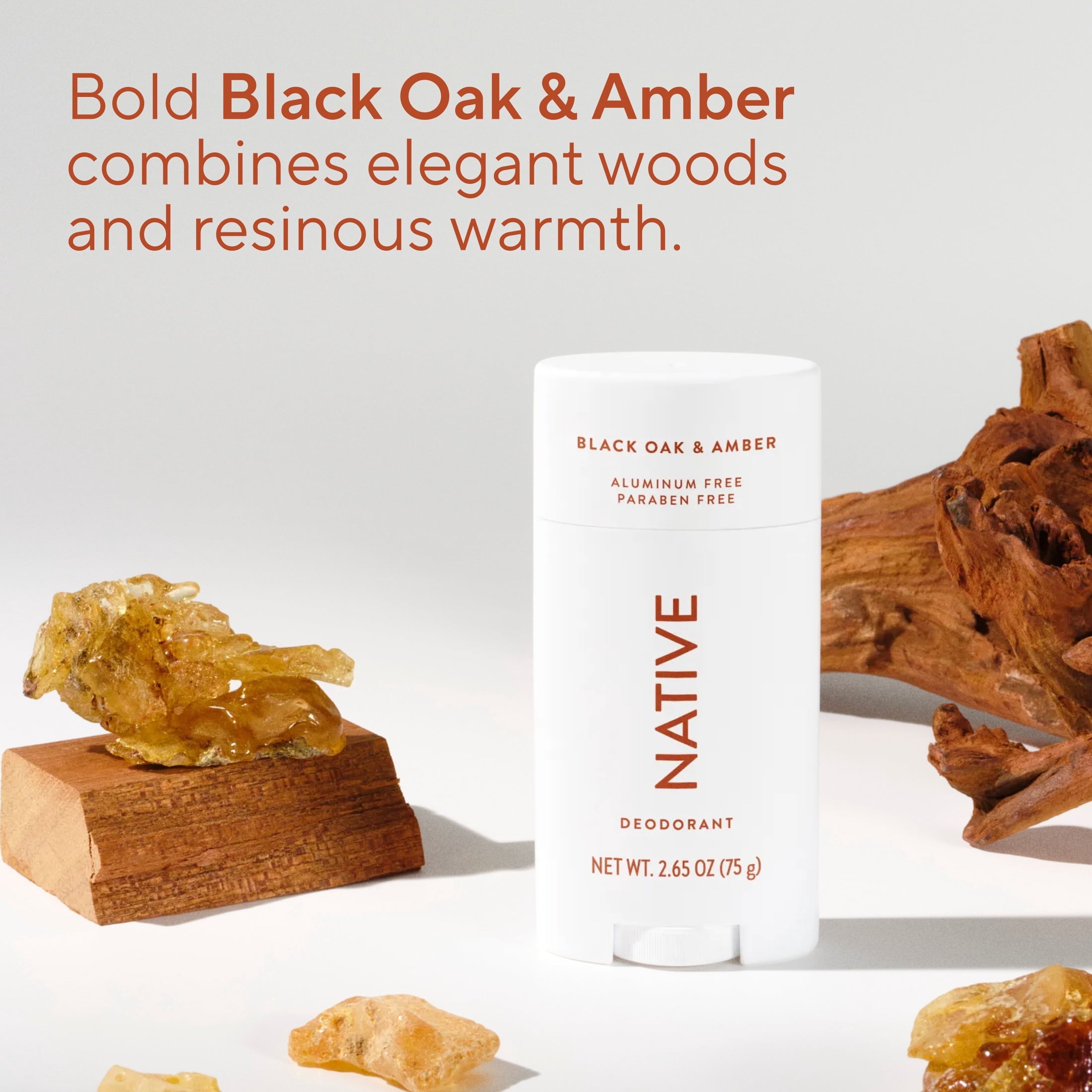 Deodorant, Aluminum Free, Black Oak &amp; Amber, for Women and Men, 2.65 oz