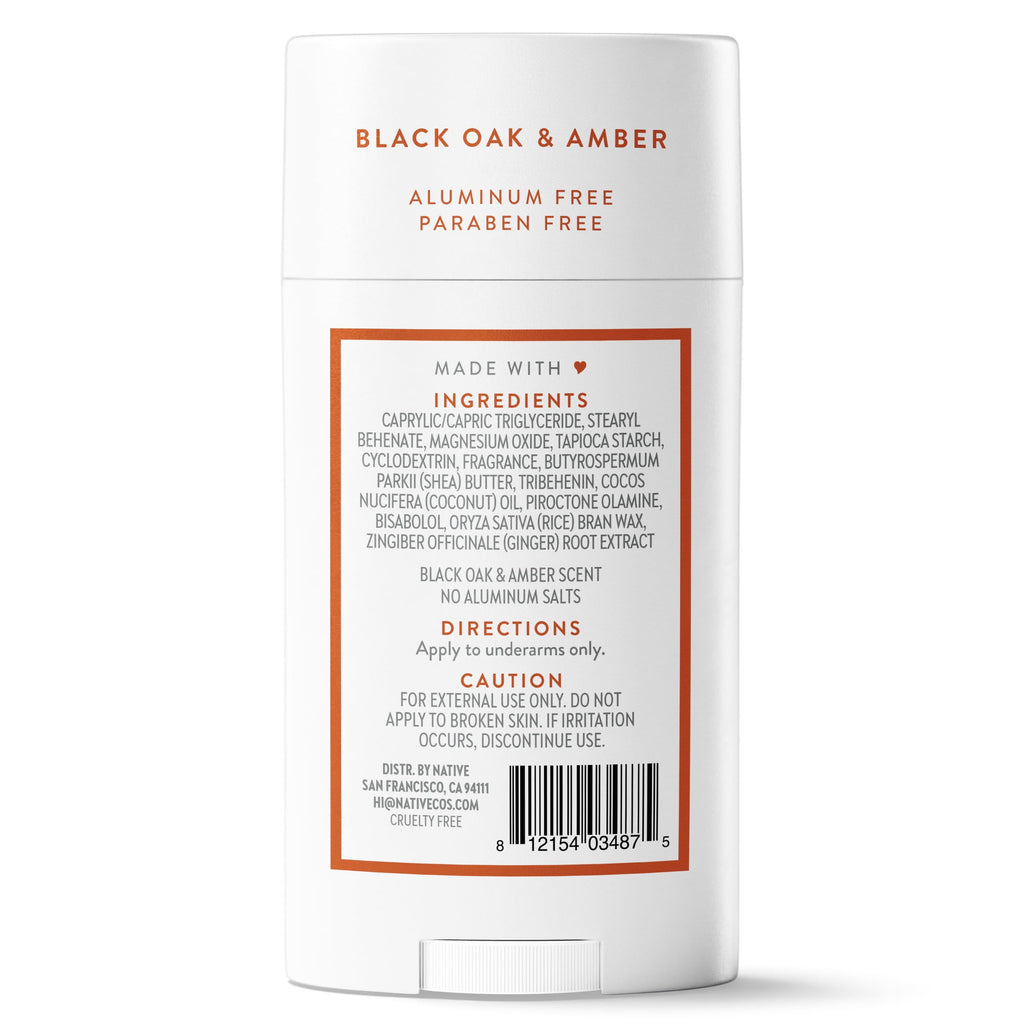 Deodorant, Aluminum Free, Black Oak &amp; Amber, for Women and Men, 2.65 oz