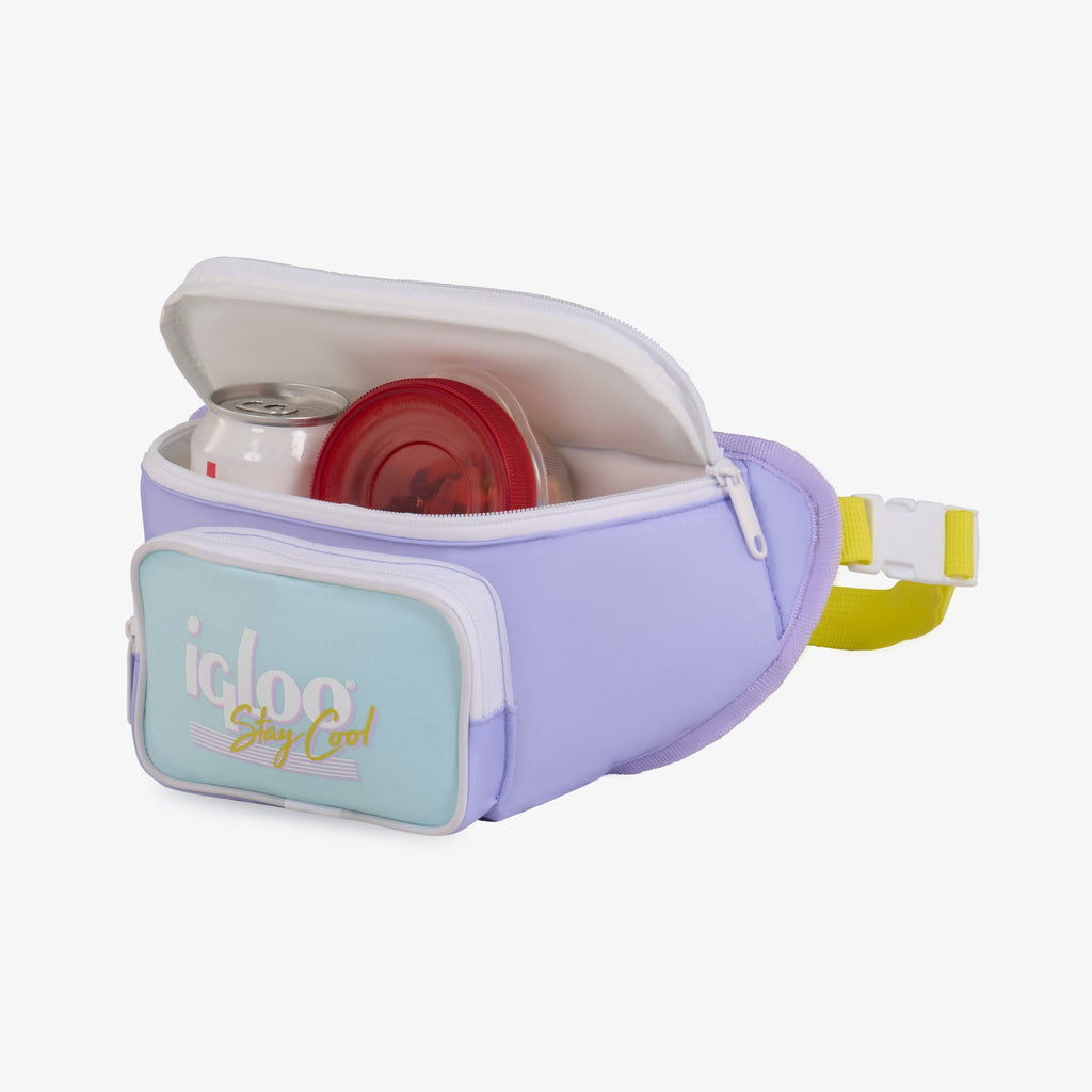 3 Can Capacity Retro Fanny Pack Cooler Bag, Lilac Purple