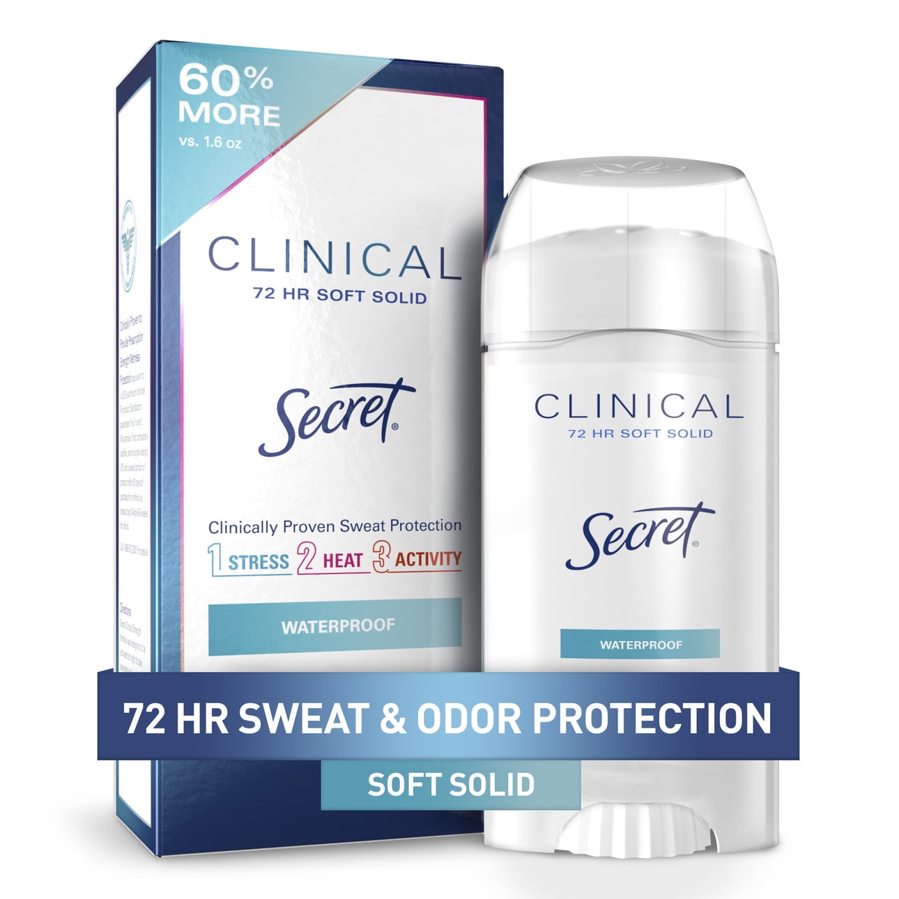 Clinical Antiperspirant Deodorant for Women, 100HR Sweat &amp; Odor Protection, Hyaluronic Acid, Soft Solid, Light&amp;Fresh, 2.6 oz