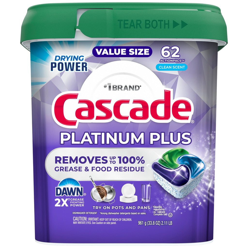 Platinum Plus Dishwasher Detergent Clean, 62 Count
