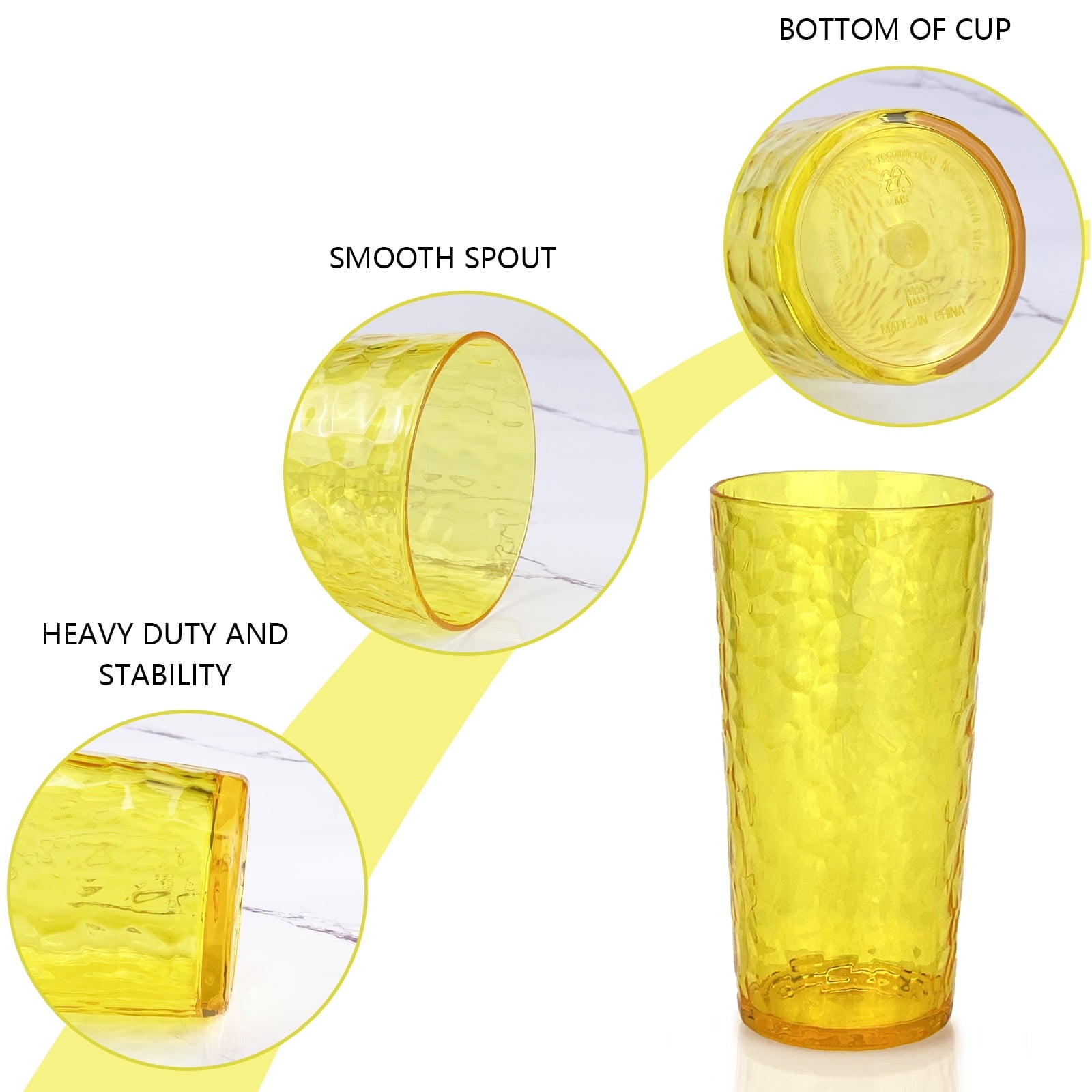 24-Ounce Plastic Tumbler Acrylic Drinking Glasses, Plastic Cups, , , Shatter Proof, , Set of 8 ( Multicolor )