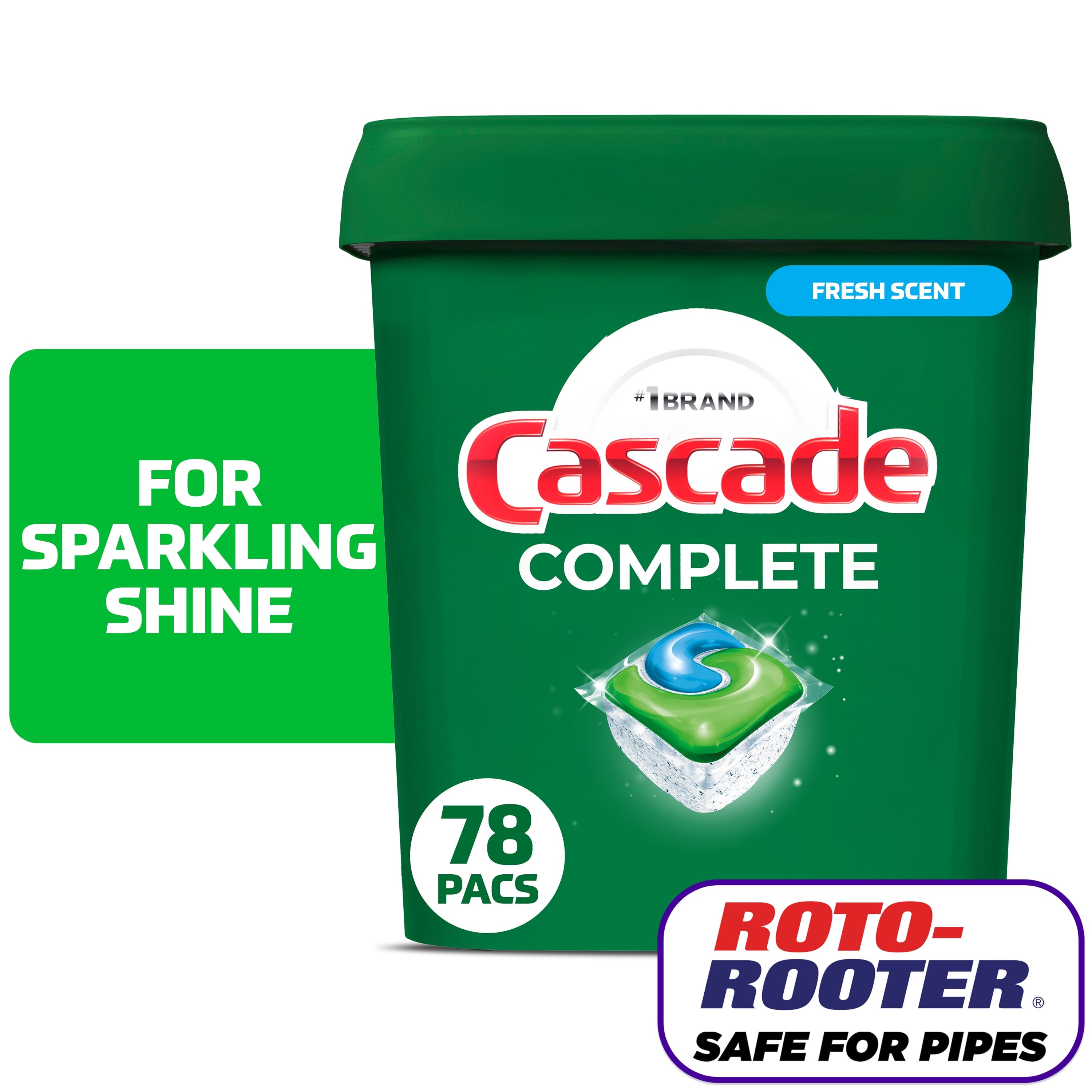 (2 pack) Cascade Complete Dishwasher Pods, Action Pacs Dishwasher Detergent, Dishwasher Tabs, Fresh, 78 Count