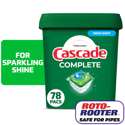 (2 pack) Cascade Complete Dishwasher Pods, Action Pacs Dishwasher Detergent, Dishwasher Tabs, Fresh, 78 Count